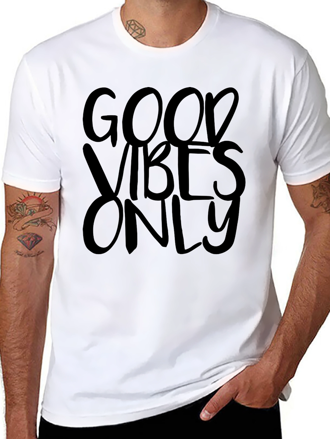 Good Vibes Only Black Graphic T-Shirt