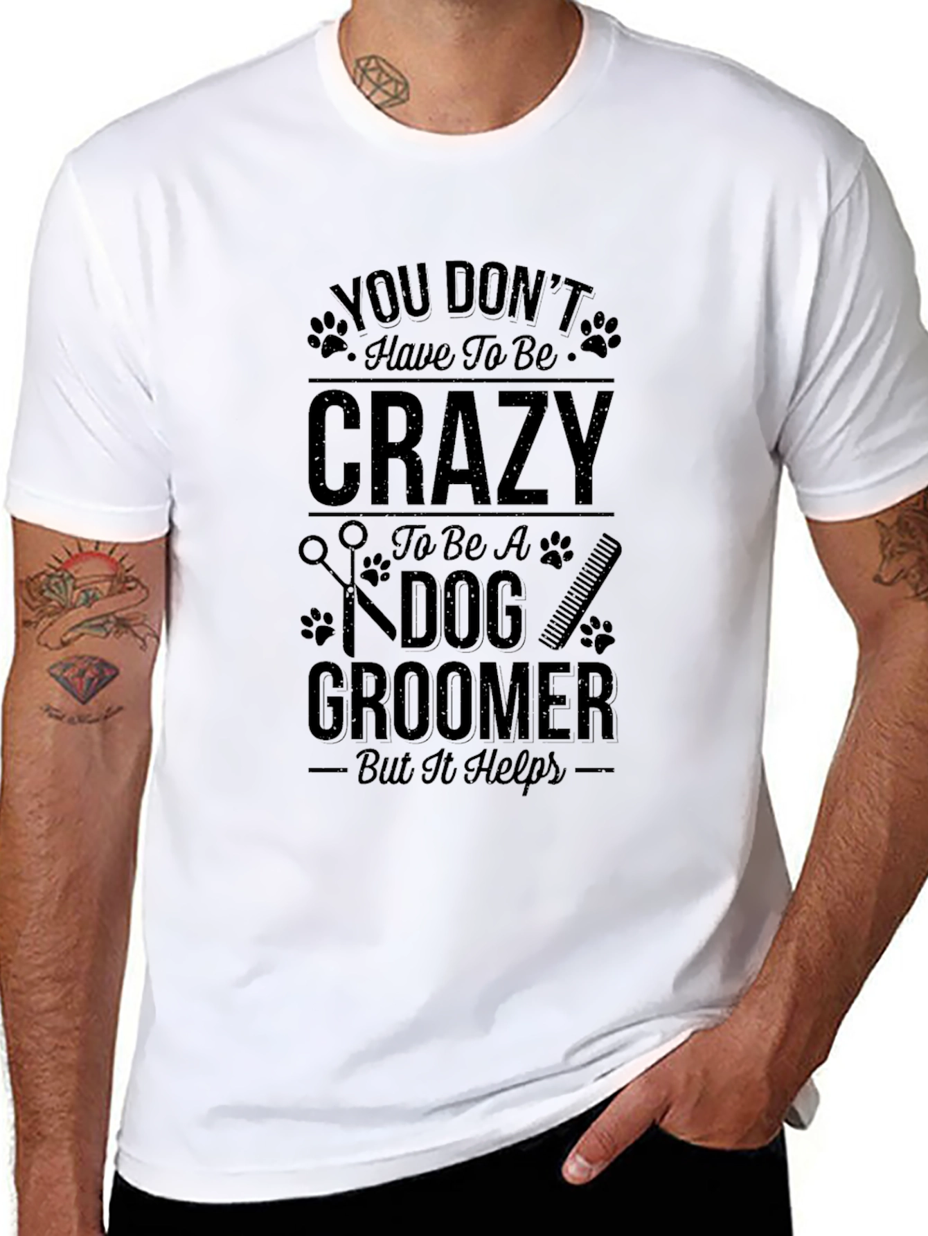 Crazy Dog Groomer T-Shirt - Black