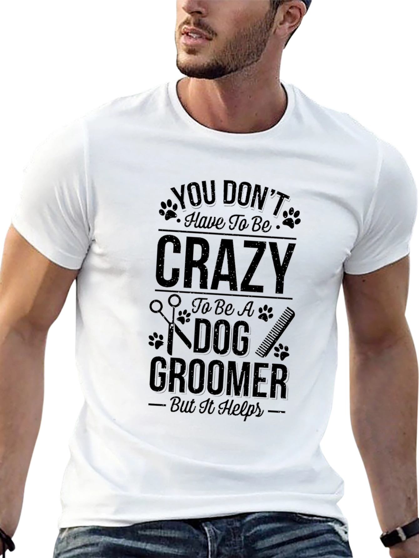 Crazy Dog Groomer T-Shirt - Black