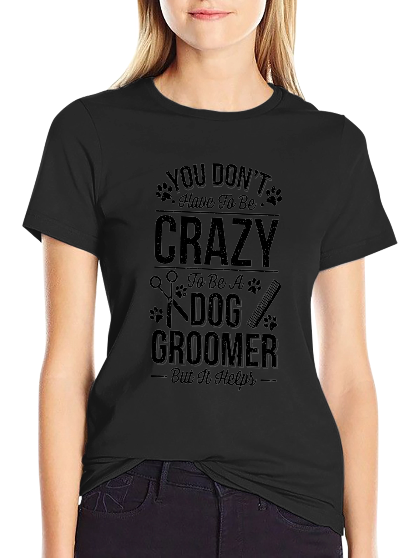 Crazy Dog Groomer T-Shirt - Black