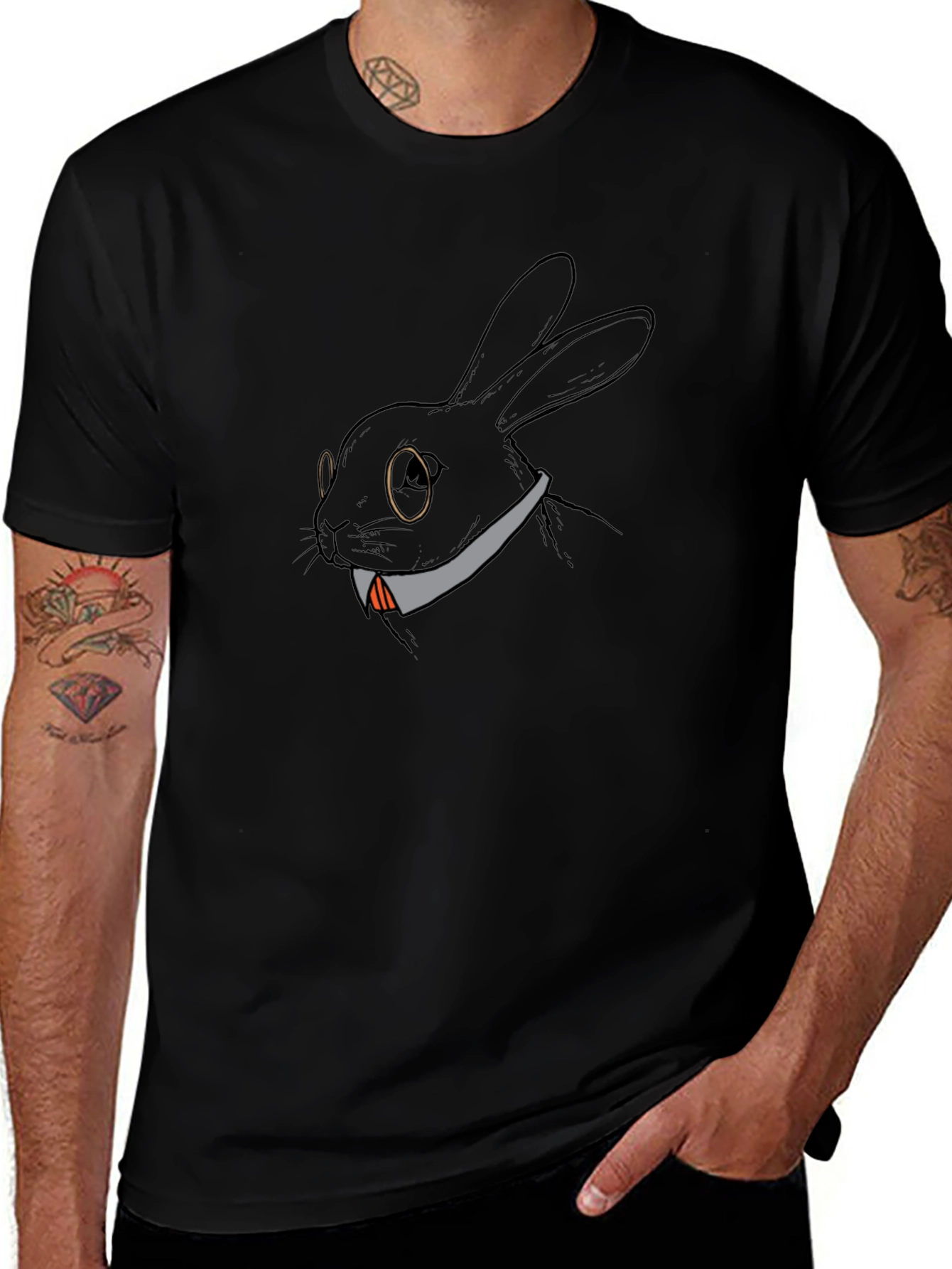 Black Rabbit with Glasses Tee