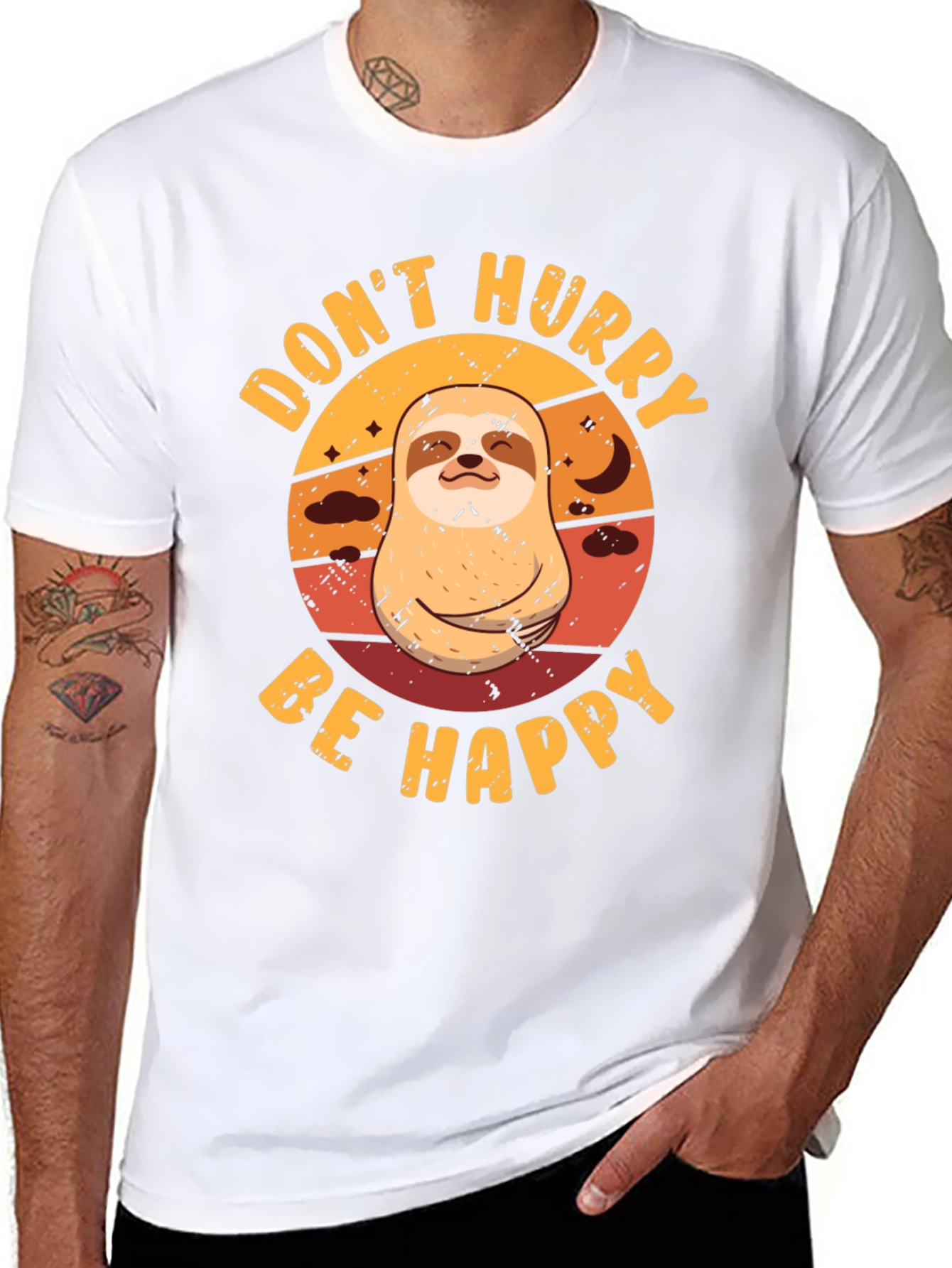 Dont Hurry Be Happy Sloth Graphic Tee