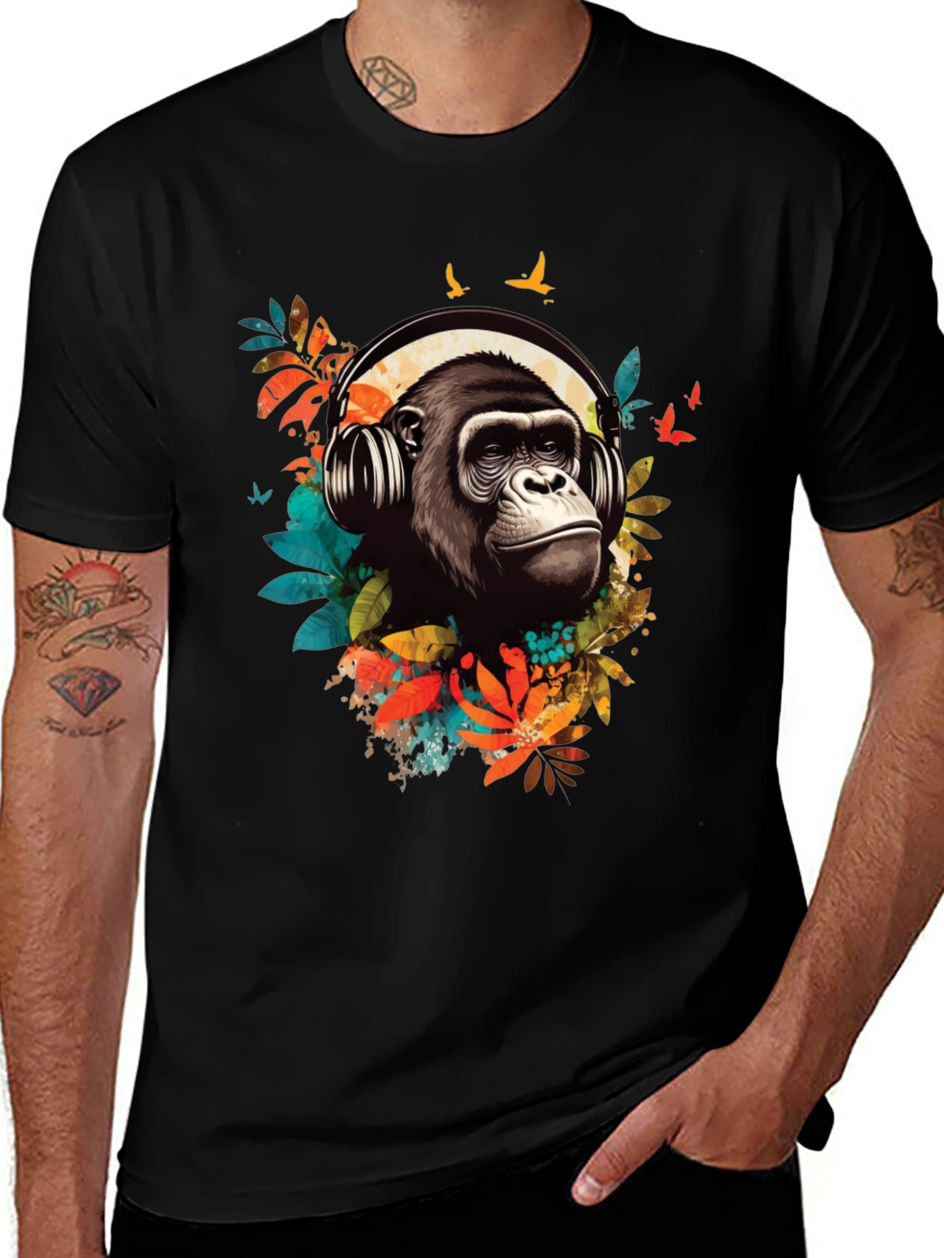 Cool Gorilla DJ Black T-Shirt
