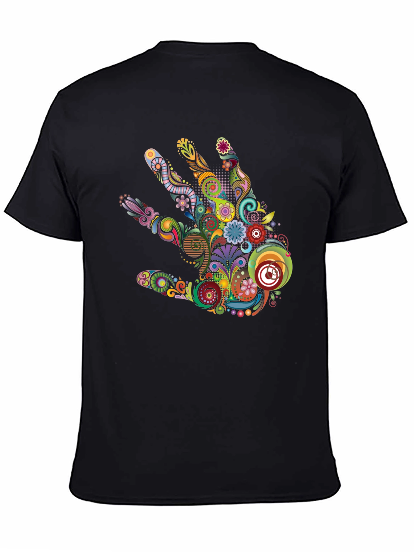 Abstract Floral Hand Graphic Black T-Shirt