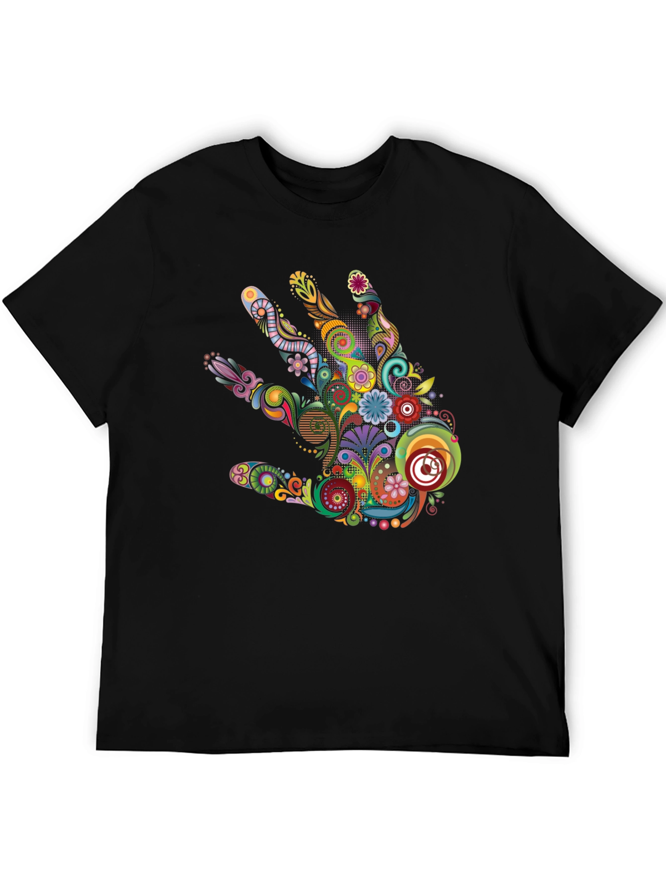 Abstract Floral Hand Graphic Black T-Shirt