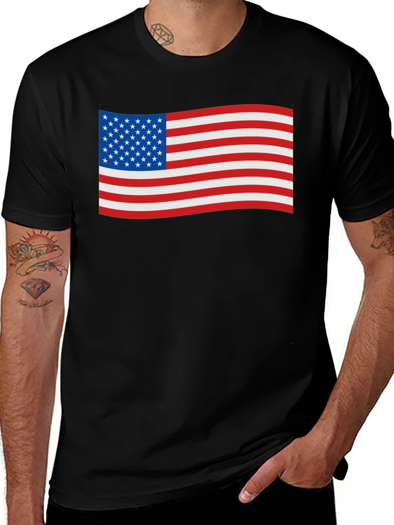 American Flag Graphic Black T-Shirt