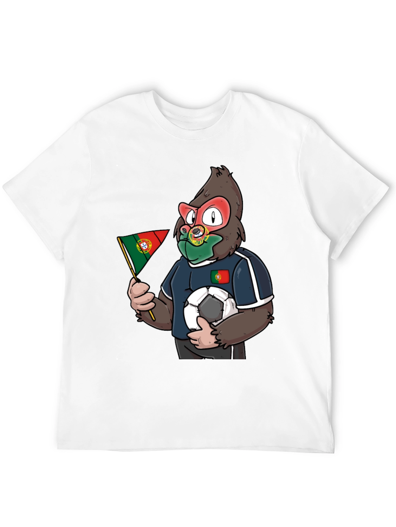 Portugal Soccer Fan Gorilla Graphic T-Shirt
