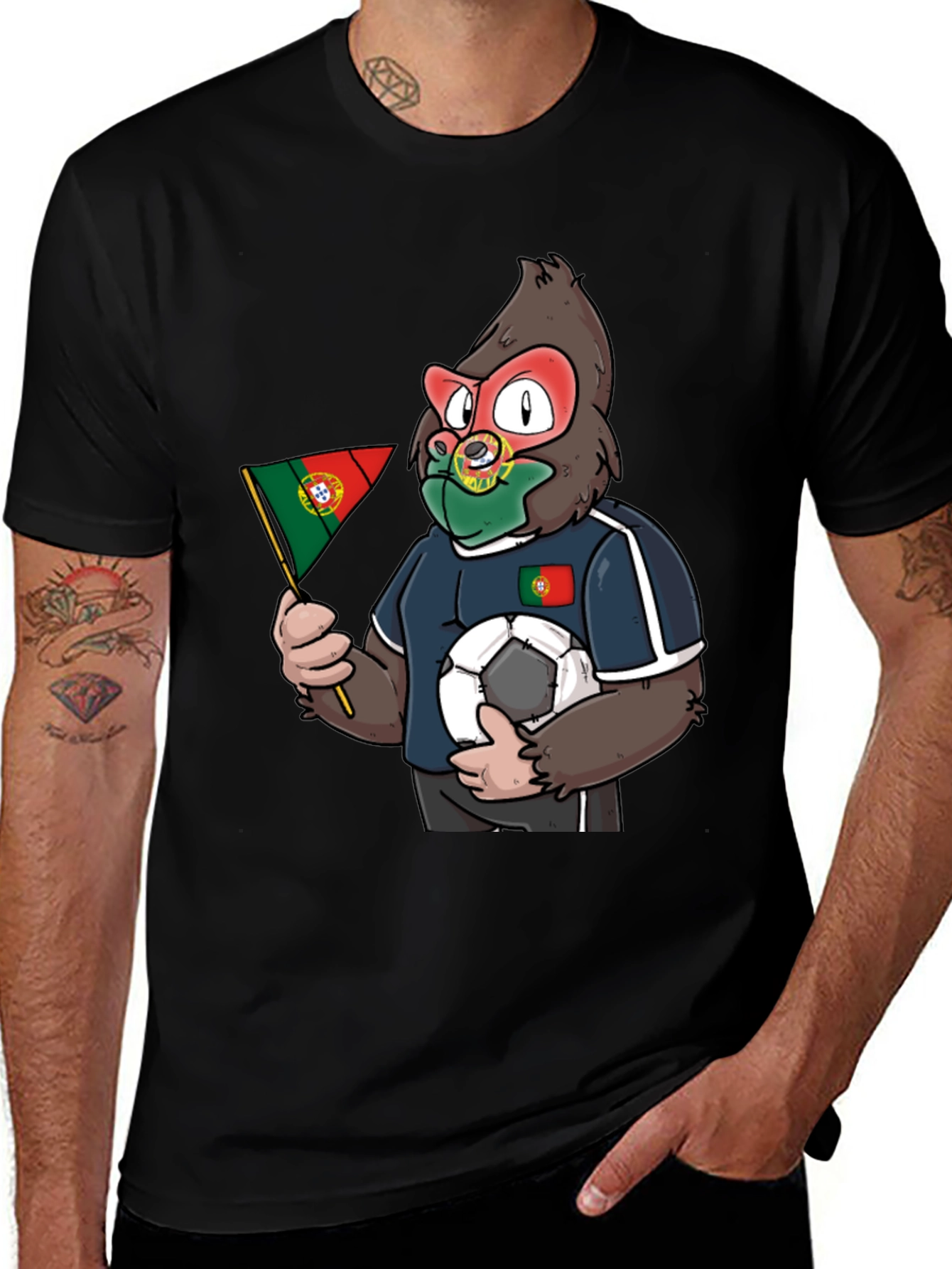 Portugal Soccer Fan Gorilla Graphic T-Shirt