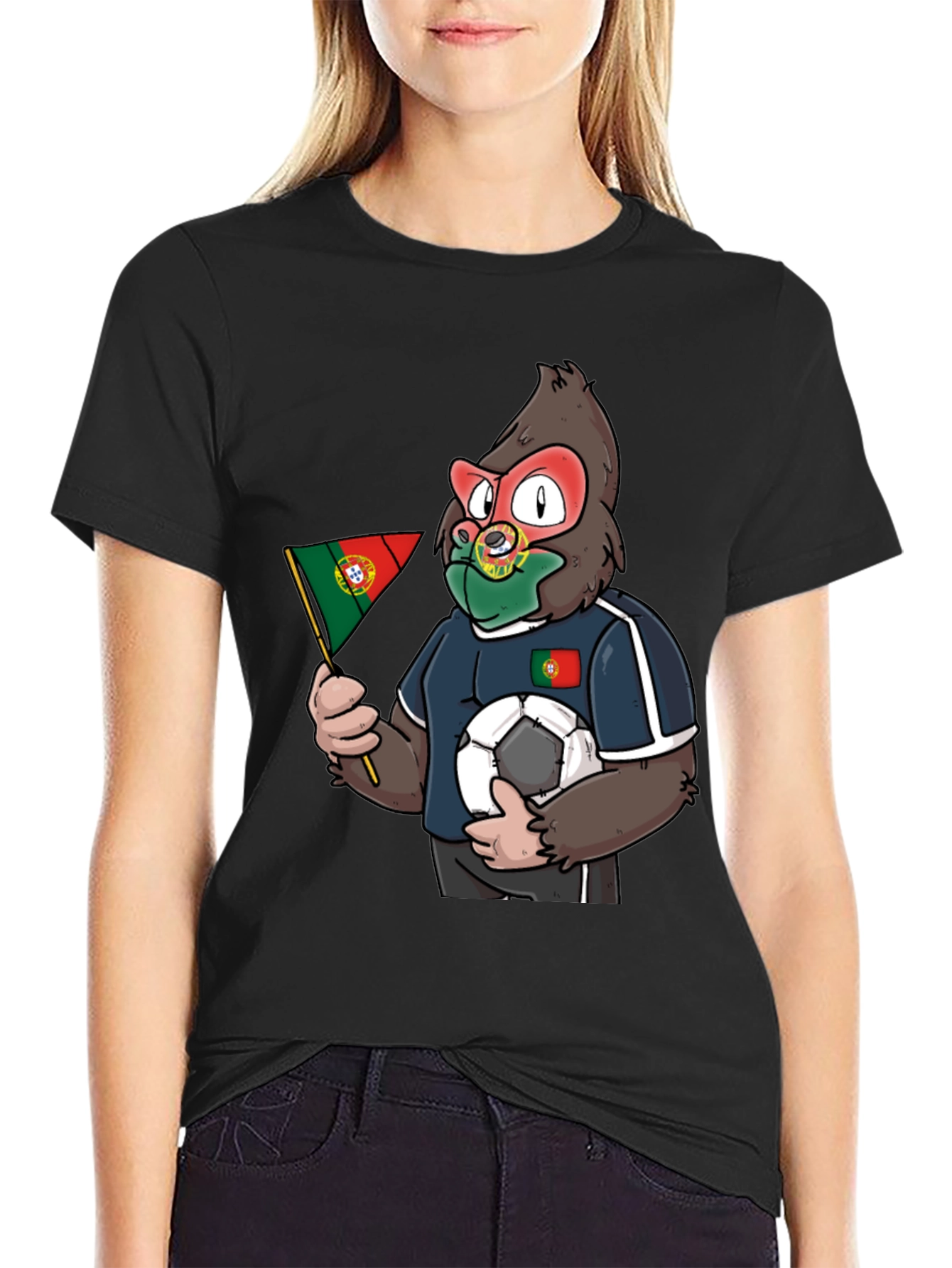 Portugal Soccer Fan Gorilla Graphic T-Shirt