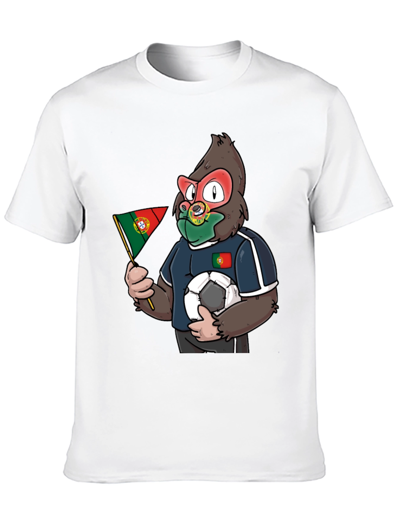 Portugal Soccer Fan Gorilla Graphic T-Shirt