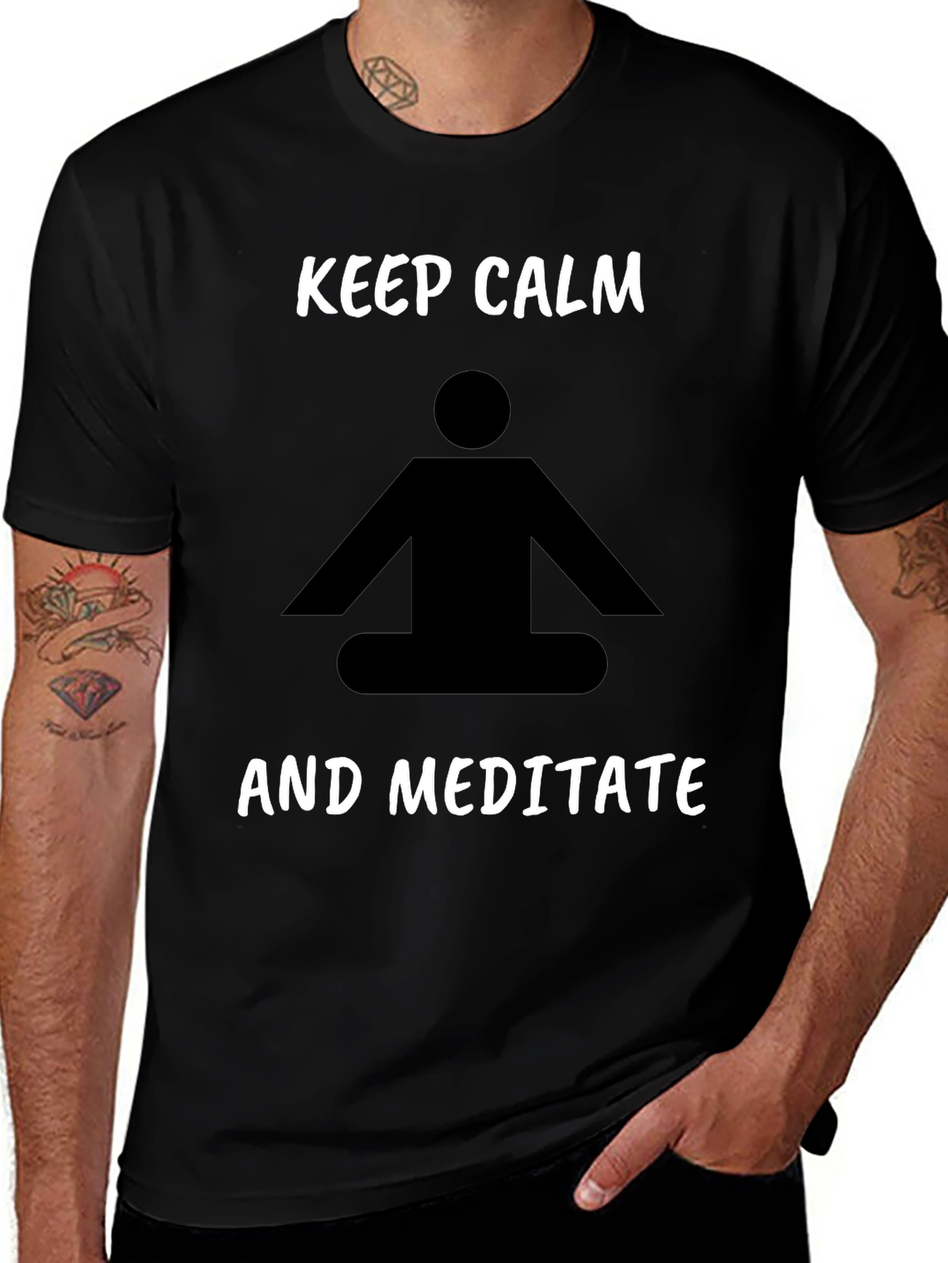Keep Calm Meditate Black T-Shirt Relaxation Tee