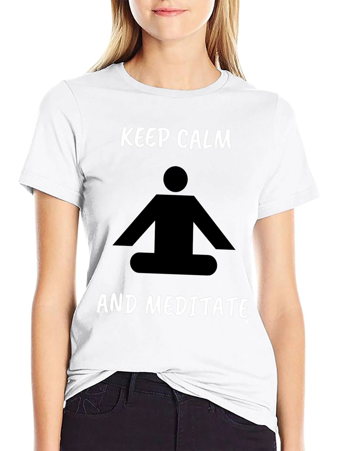 Keep Calm Meditate Black T-Shirt Relaxation Tee