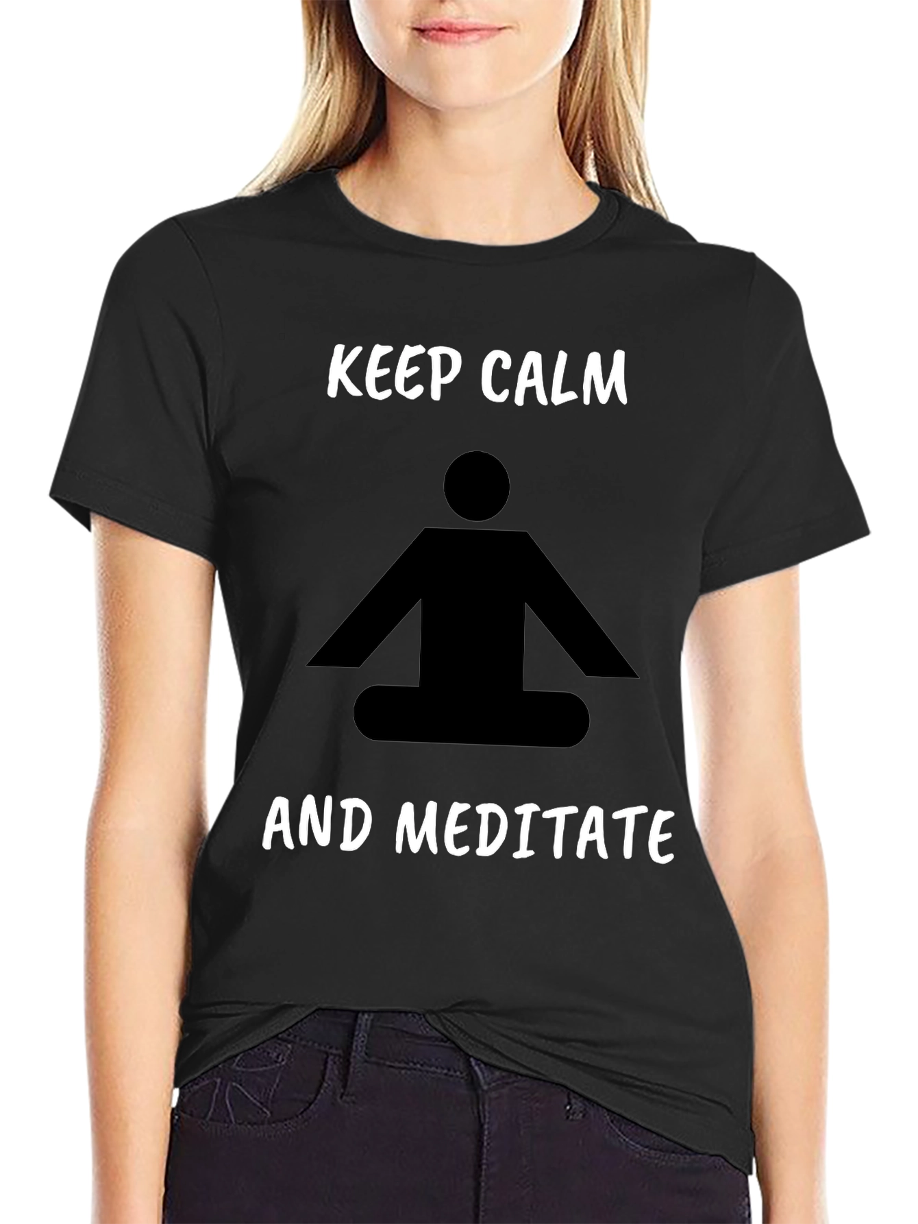 Keep Calm Meditate Black T-Shirt Relaxation Tee