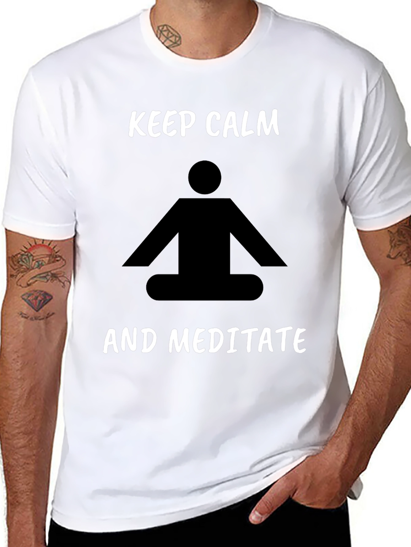 Keep Calm Meditate Black T-Shirt Relaxation Tee