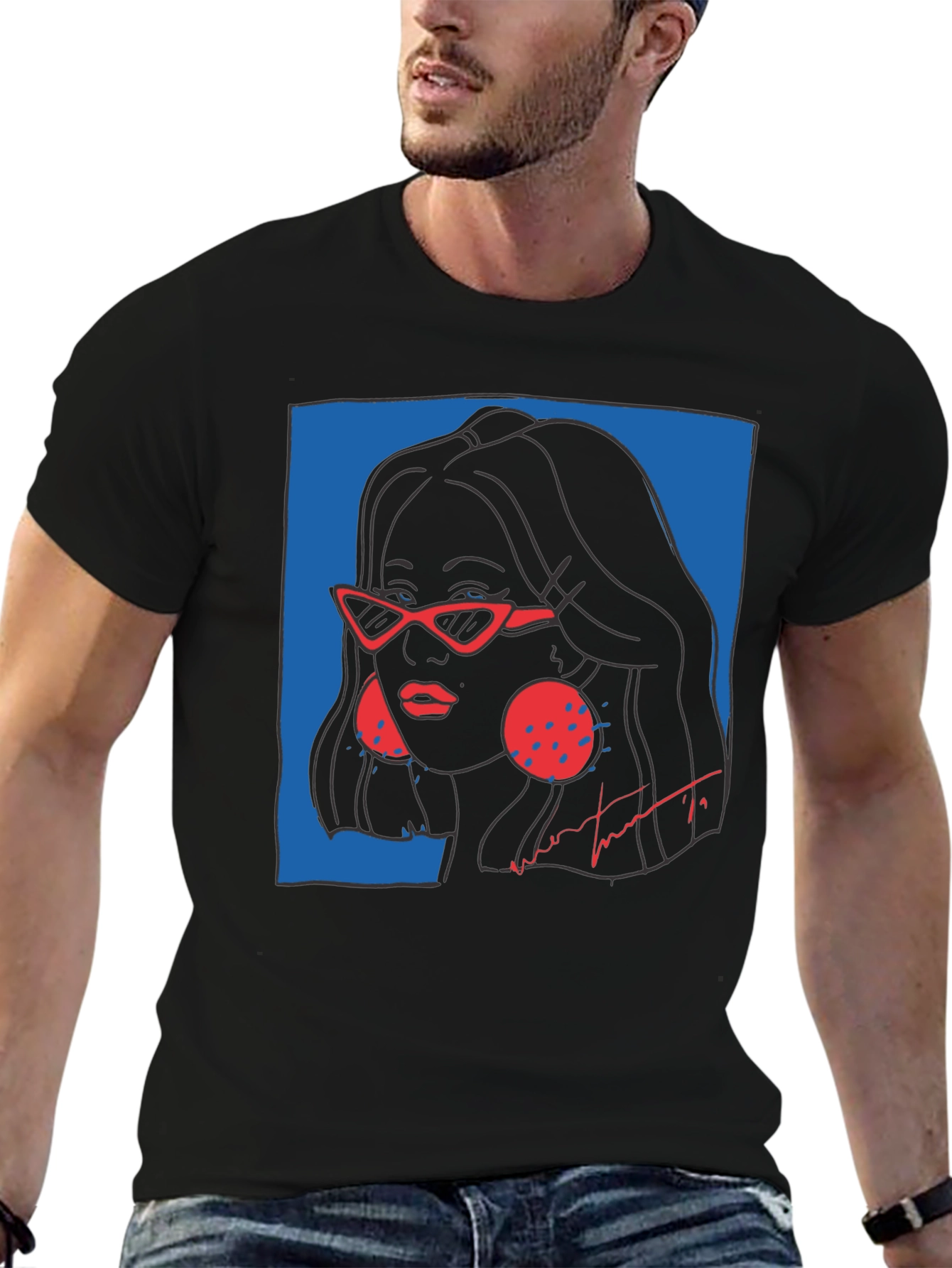 Stylish Graphic Print Tee - Modern Woman Portrait