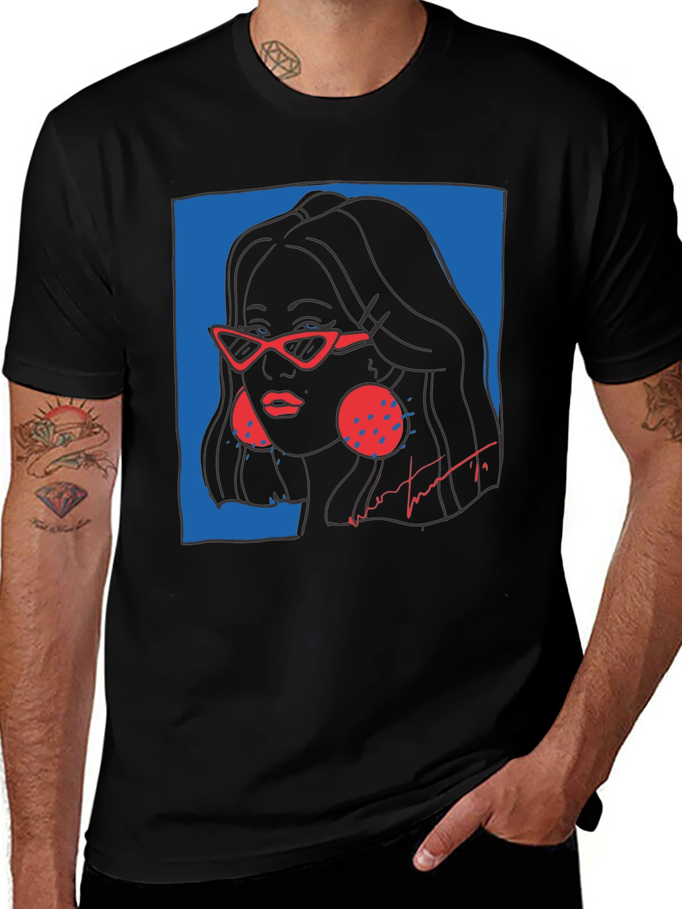 Stylish Graphic Print Tee - Modern Woman Portrait