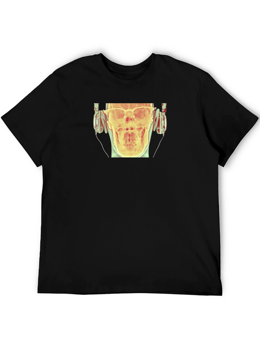X-Ray Skull with Headphones Black Graphic Tee