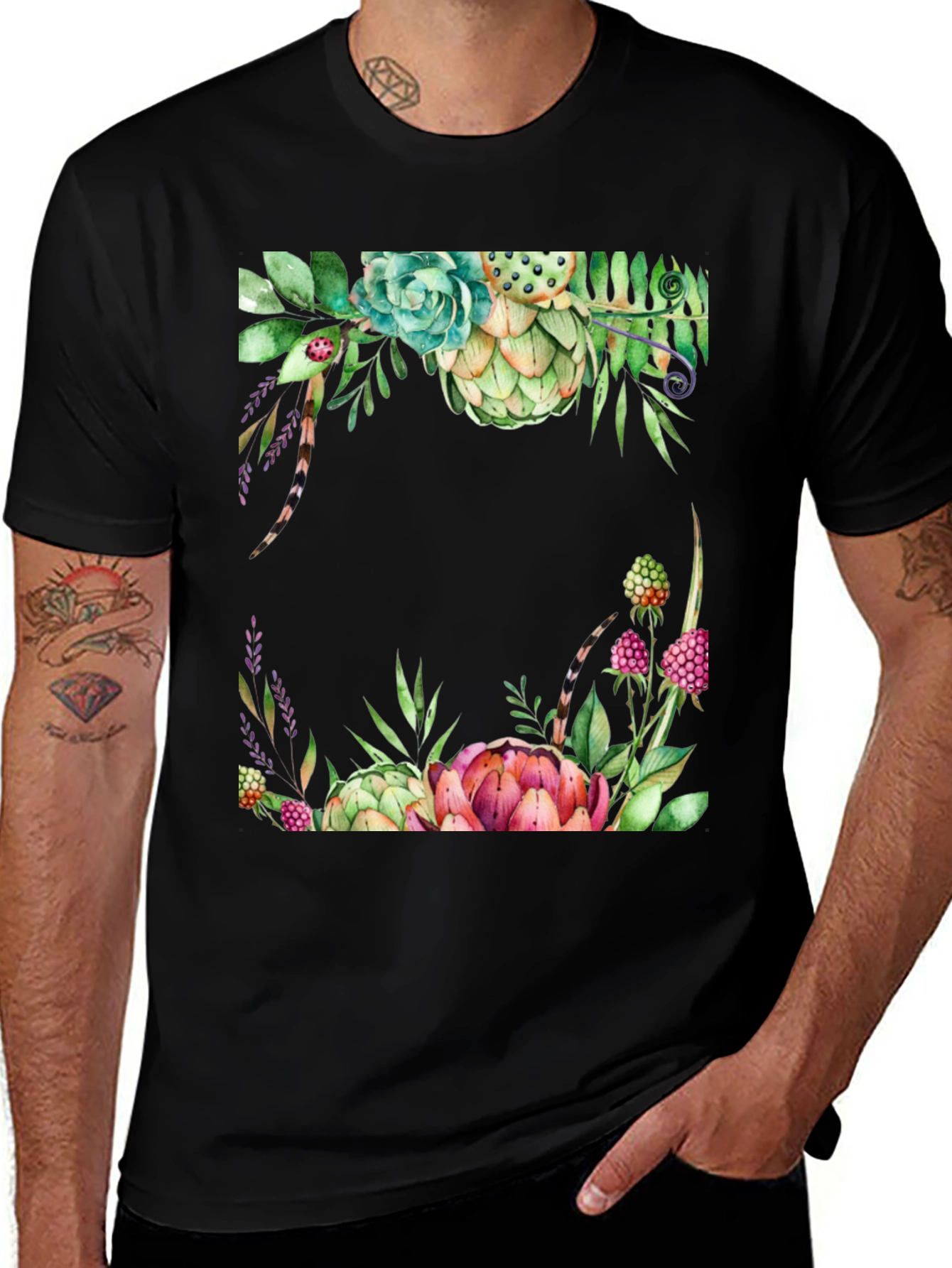 Floral Artichoke T-Shirt - Stylish Botanical Design