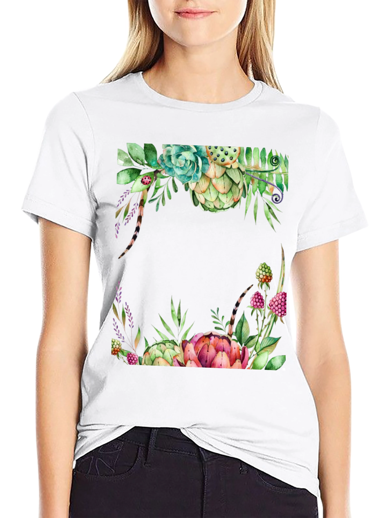 Floral Artichoke T-Shirt - Stylish Botanical Design