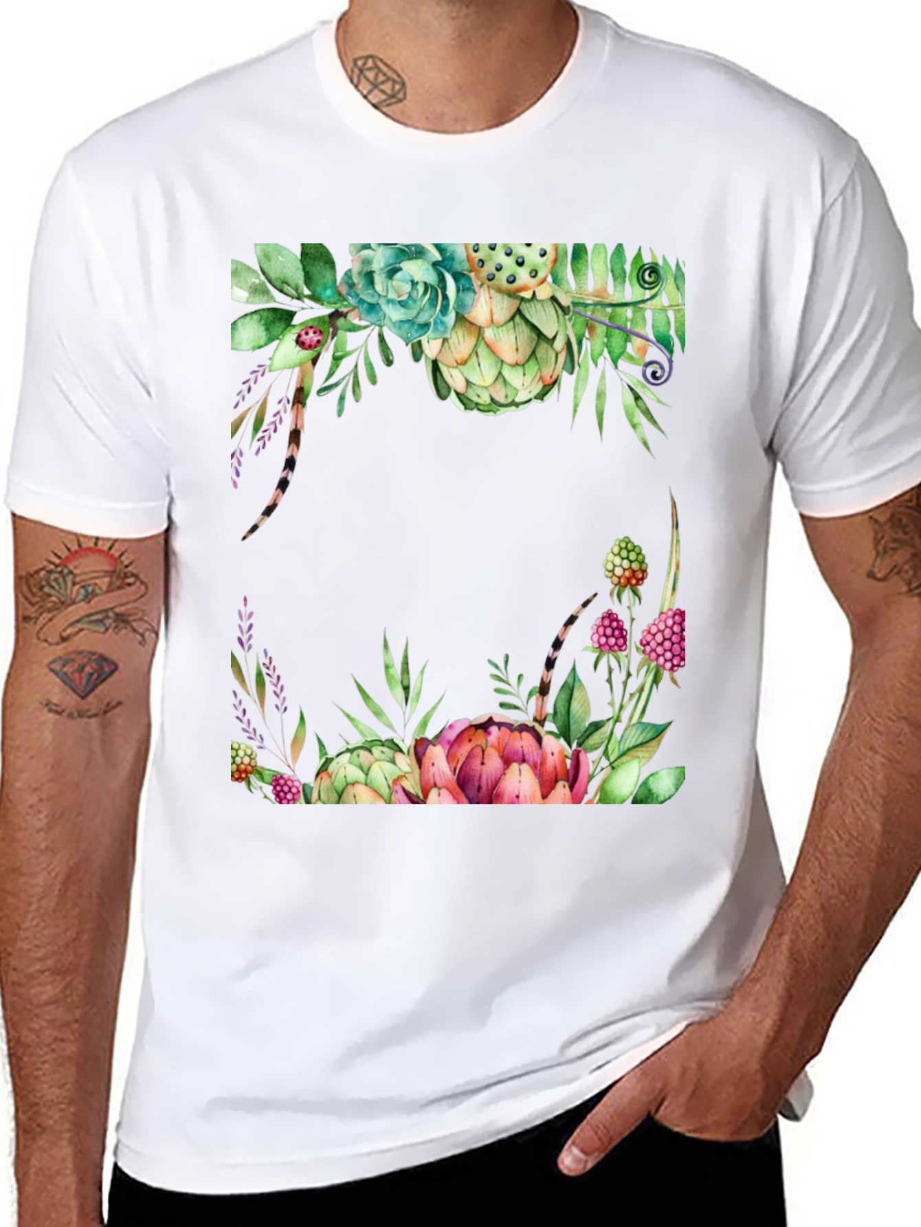 Floral Artichoke T-Shirt - Stylish Botanical Design