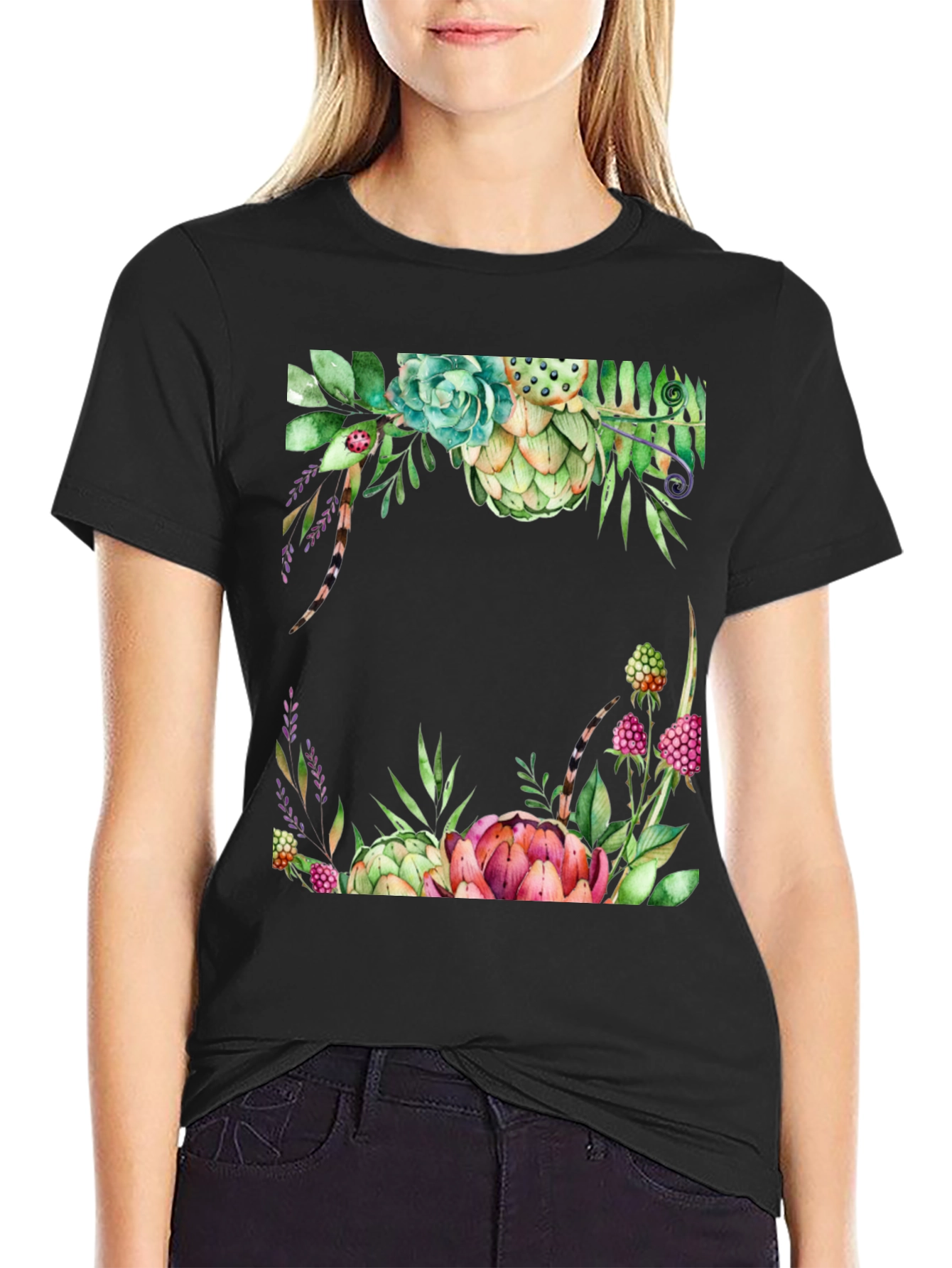 Floral Artichoke T-Shirt - Stylish Botanical Design