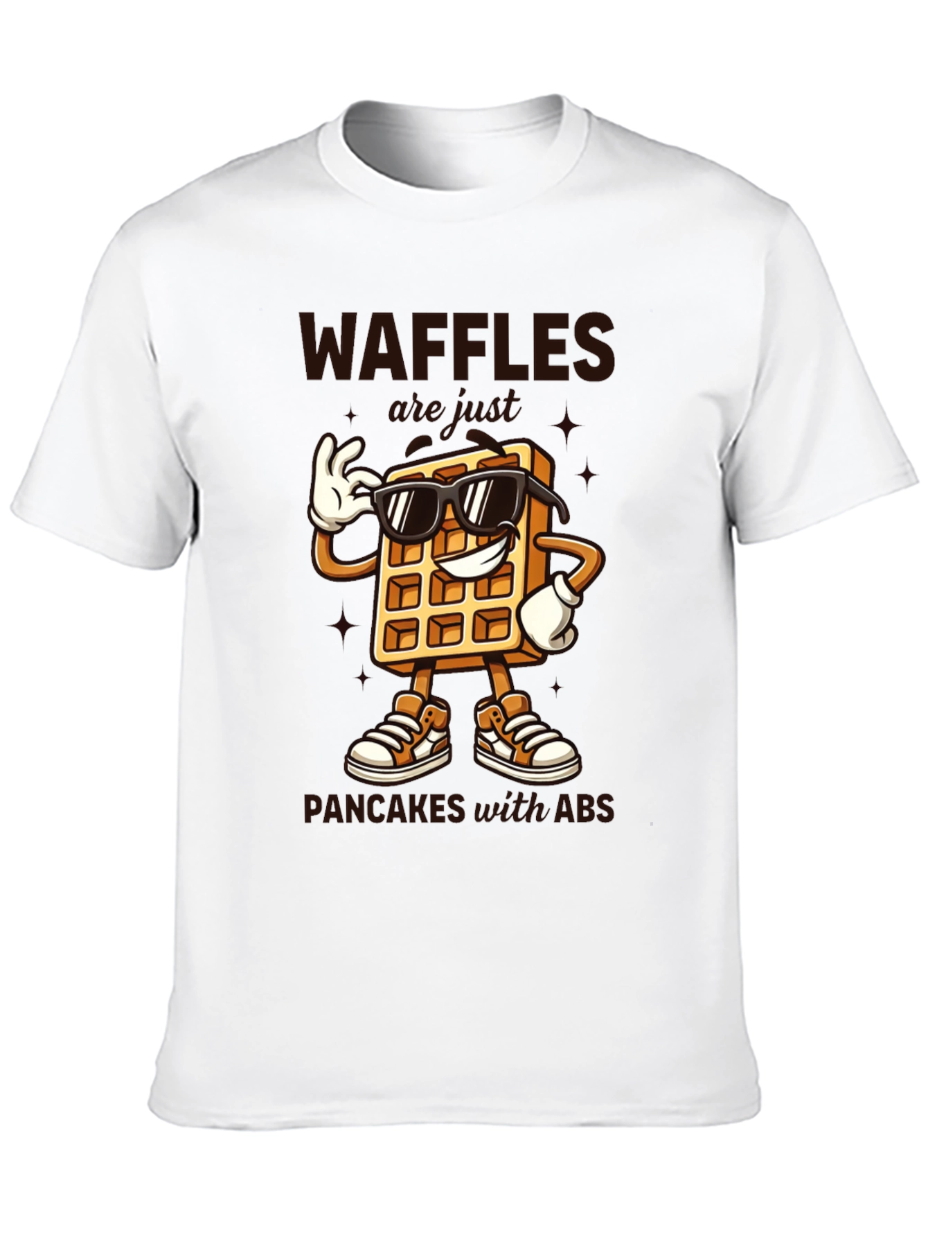 Waffles With Abs Black Graphic Tee