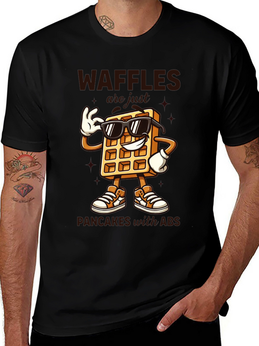 Waffles With Abs Black Graphic Tee