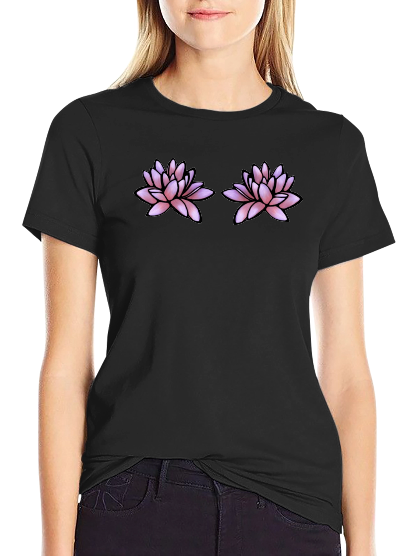 Lotus Flower Black T-Shirt