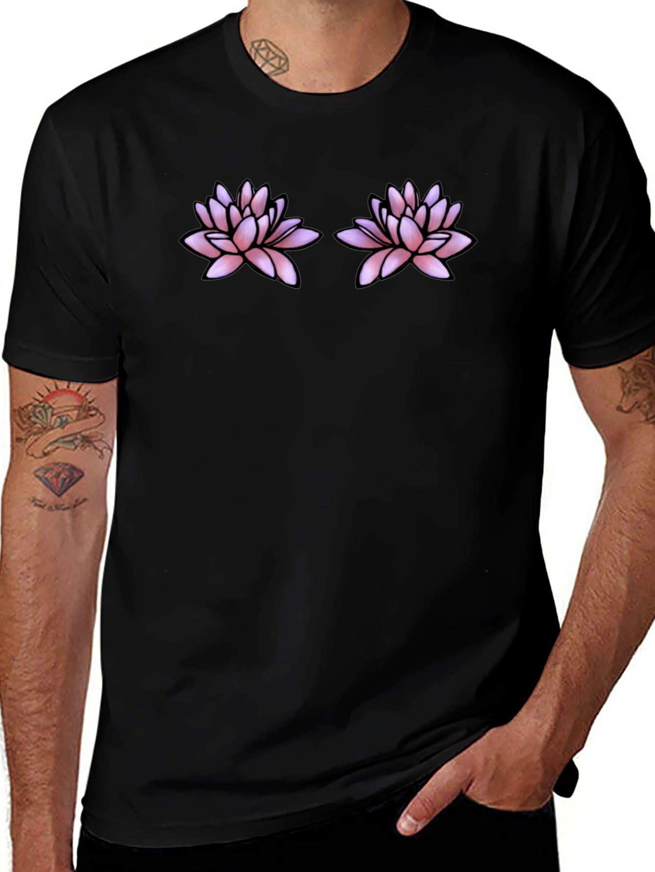 Lotus Flower Black T-Shirt