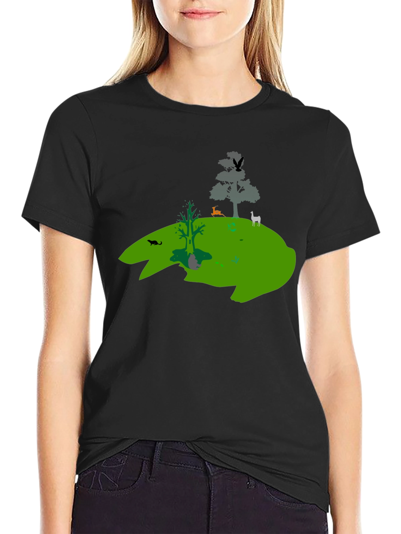 Nature Silhouette Graphic Black T-Shirt