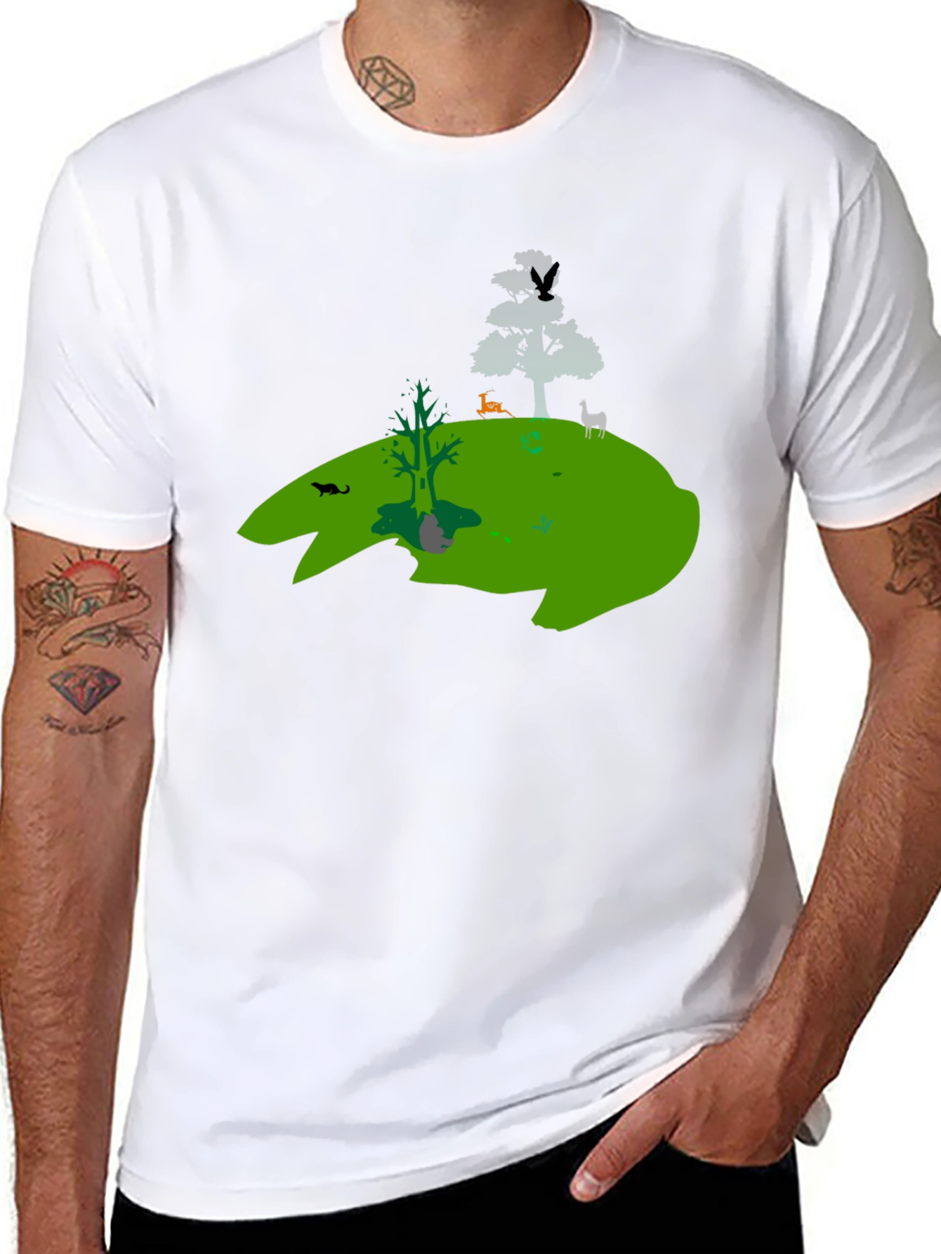 Nature Silhouette Graphic Black T-Shirt