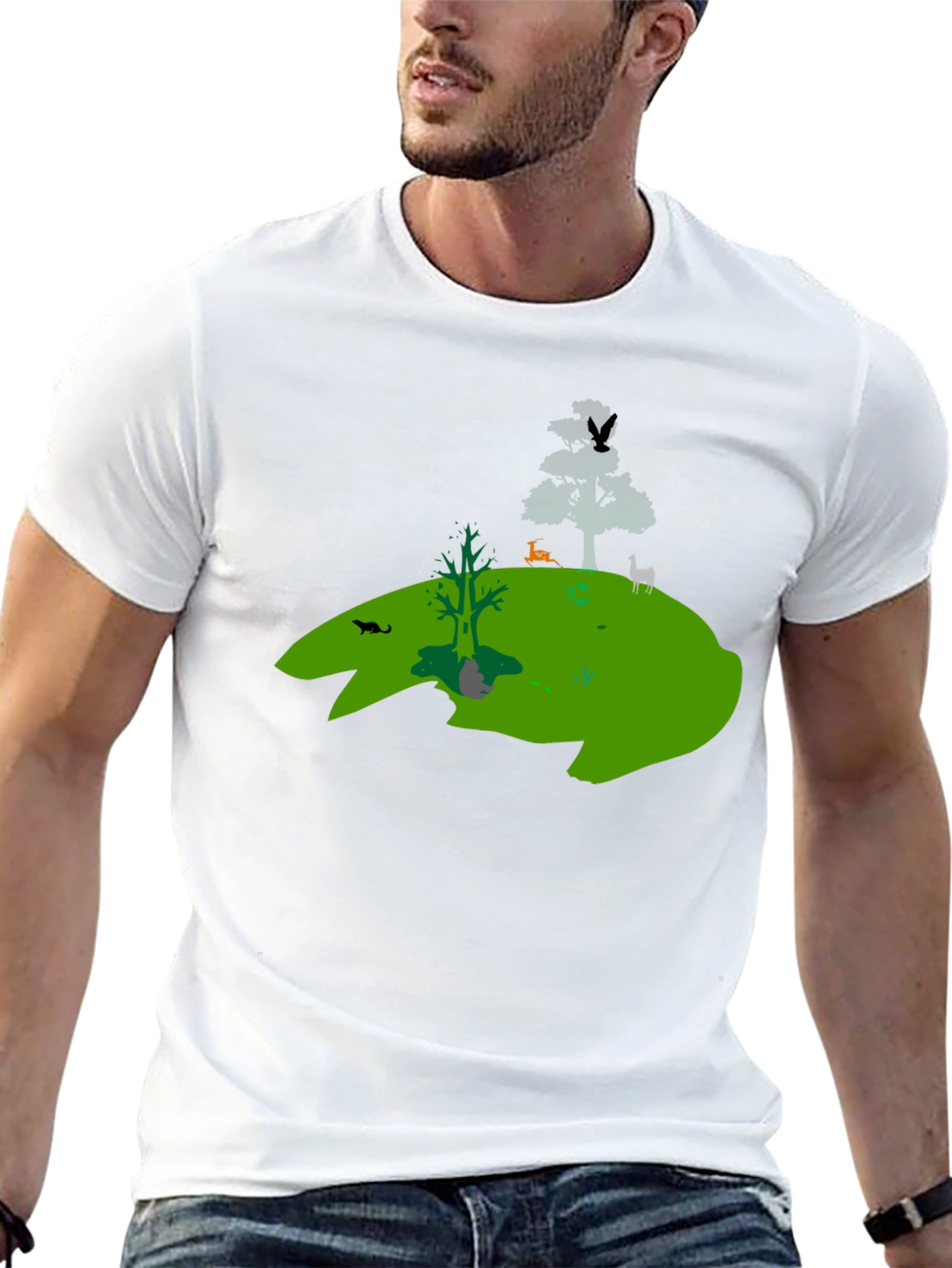 Nature Silhouette Graphic Black T-Shirt