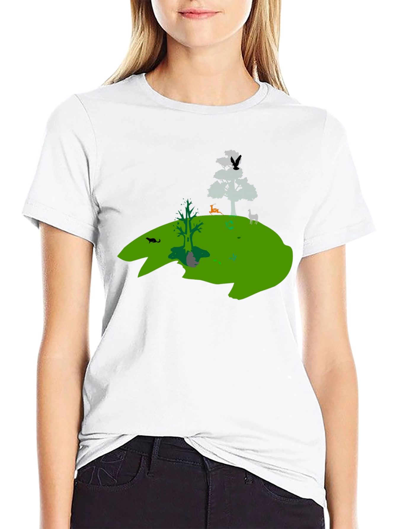 Nature Silhouette Graphic Black T-Shirt