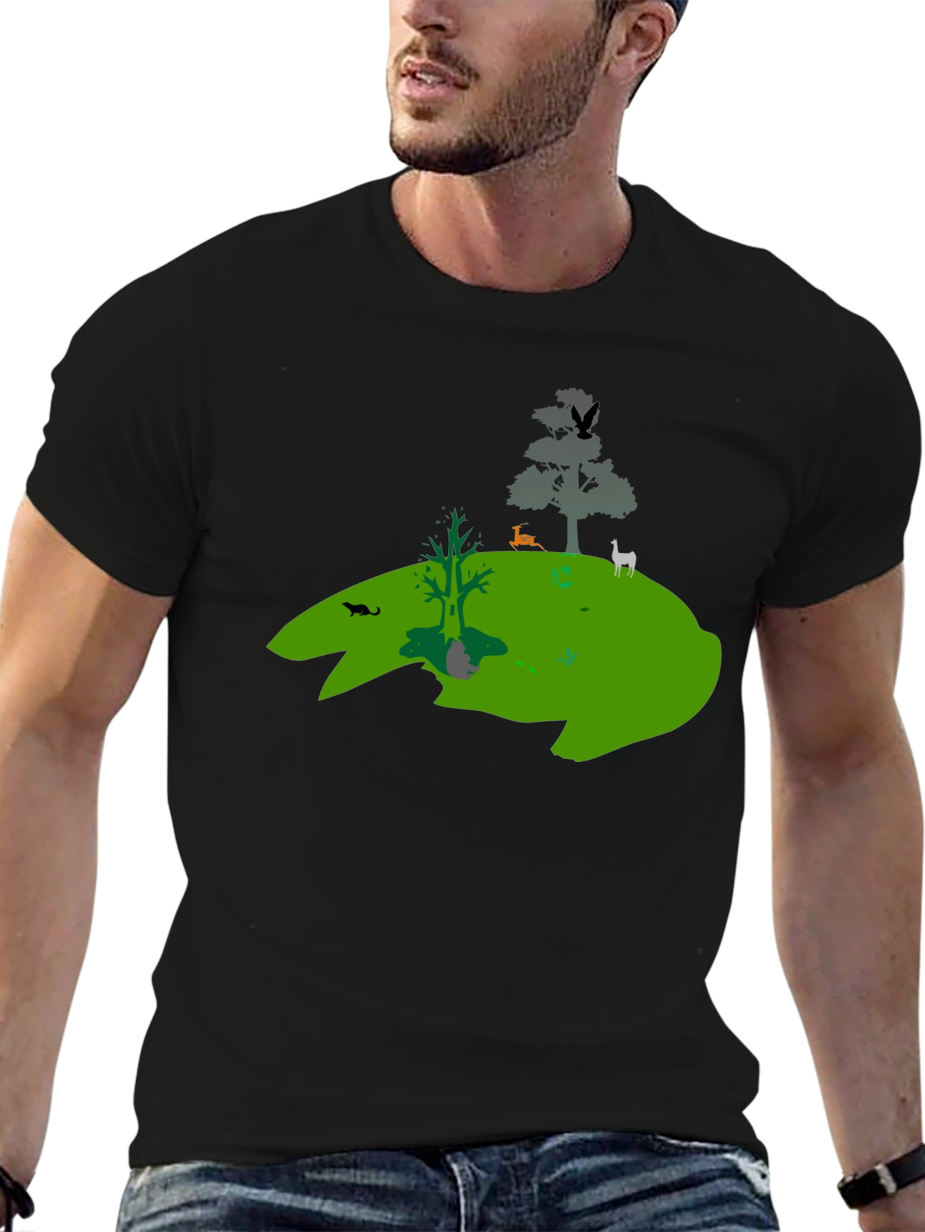 Nature Silhouette Graphic Black T-Shirt