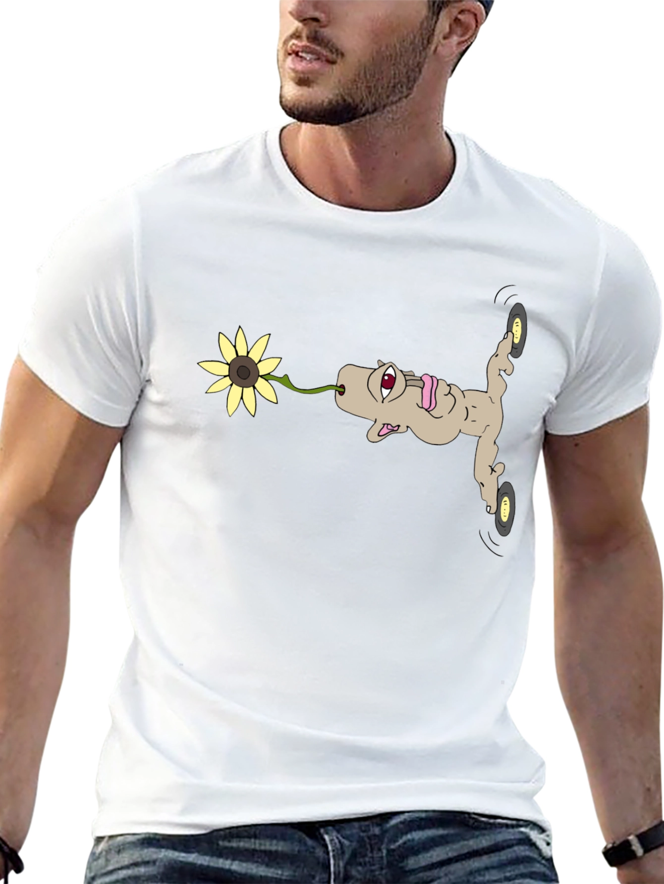 Unique Cartoon Character Black T-Shirt