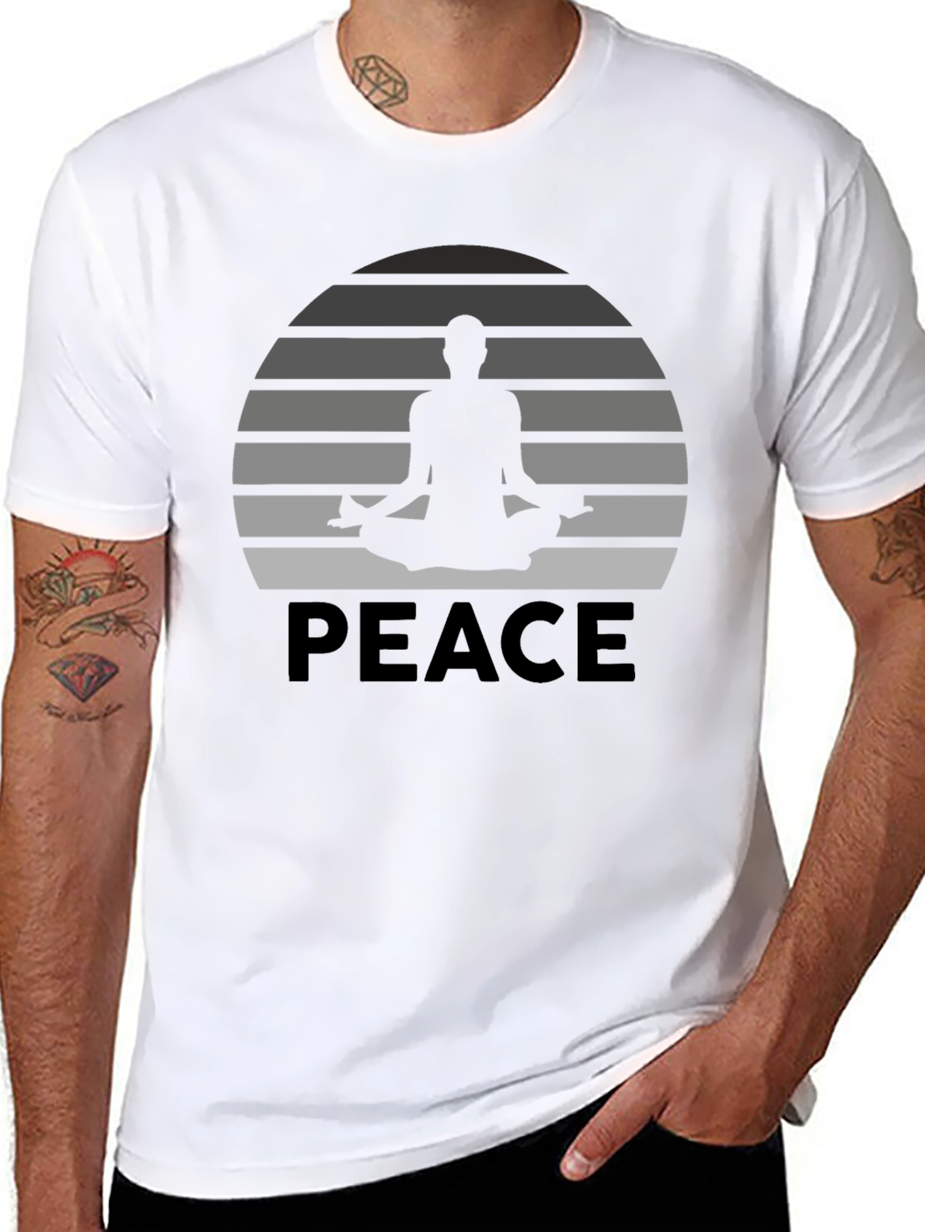 Peace Yoga Meditation Graphic Tee - Black