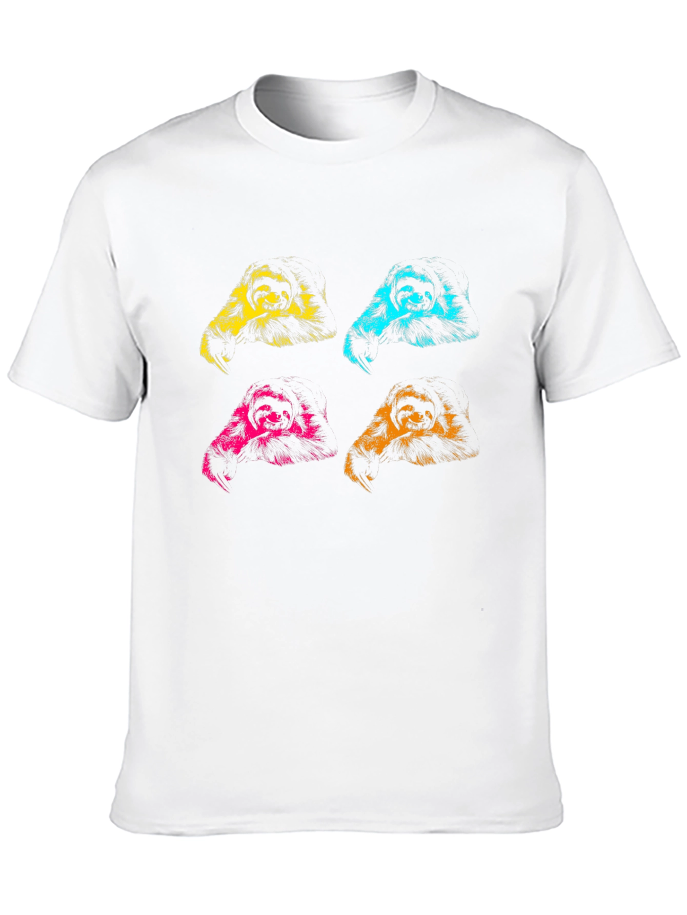 Pop Art Sloth Graphic Tee - Black Cotton T-Shirt