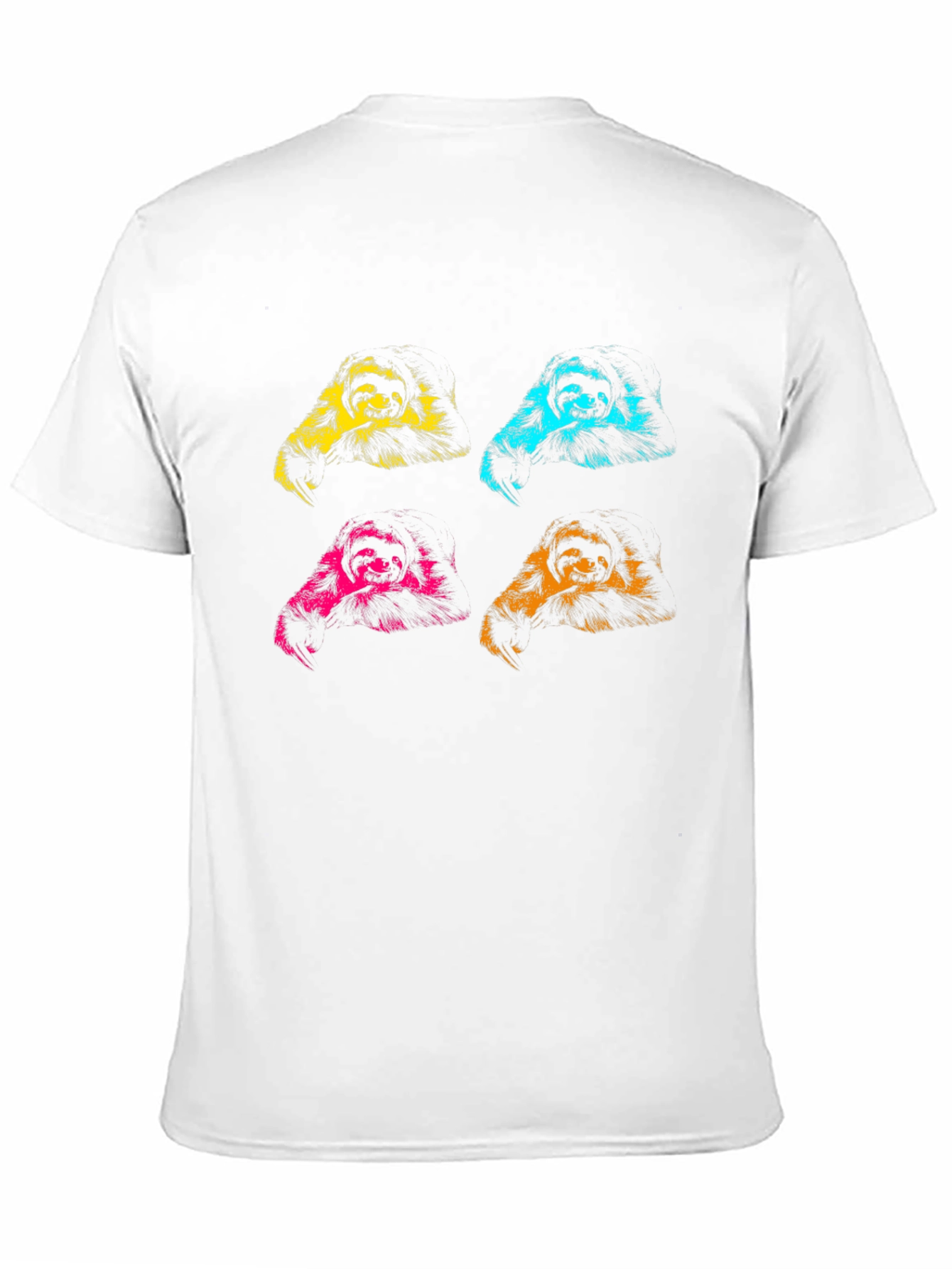 Pop Art Sloth Graphic Tee - Black Cotton T-Shirt