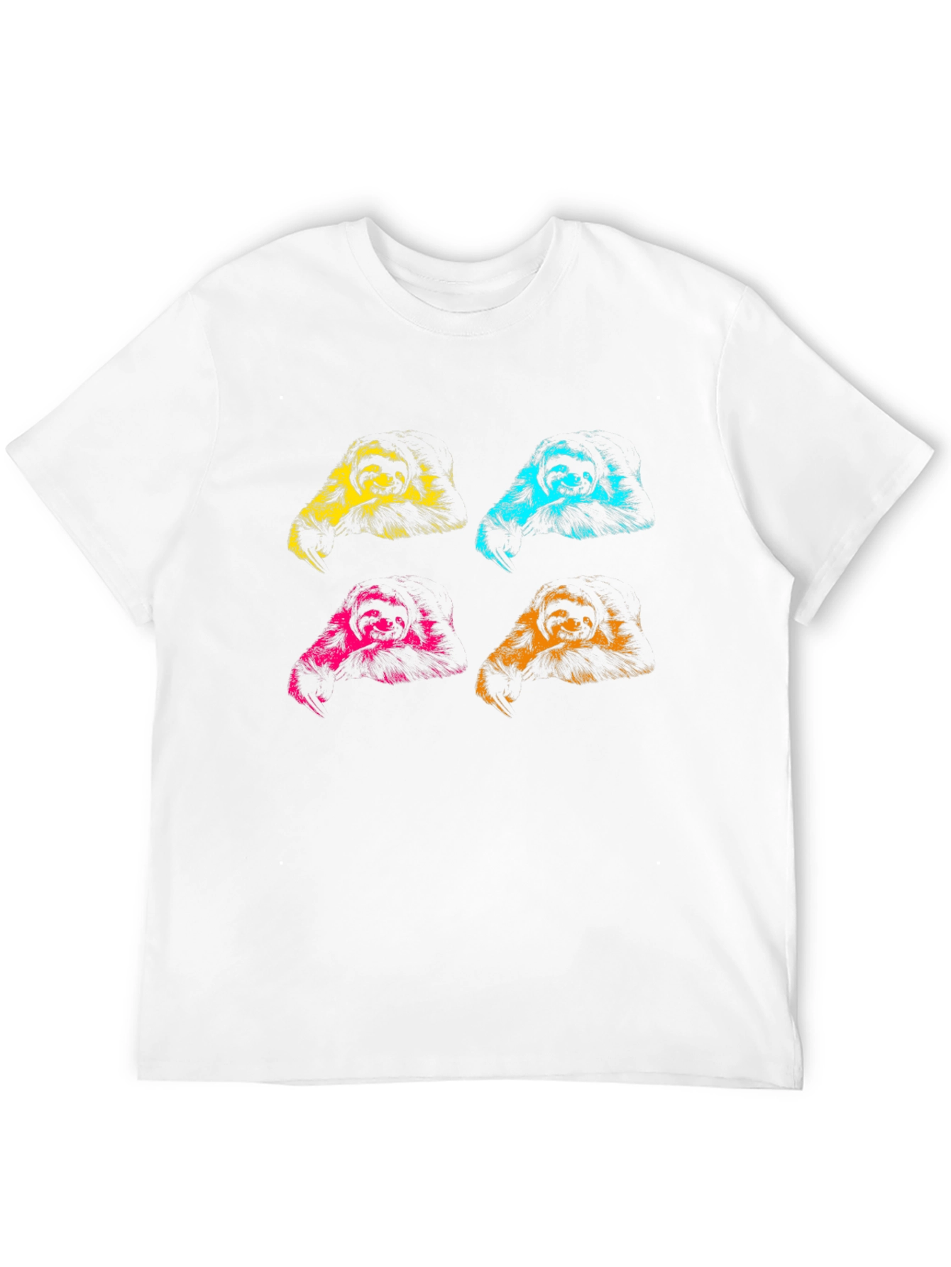 Pop Art Sloth Graphic Tee - Black Cotton T-Shirt