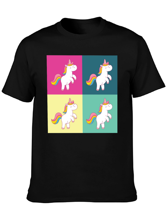 Unicorn Pop Art T-Shirt - Black Cotton Tee