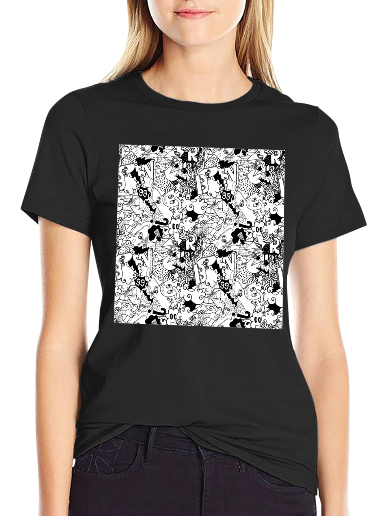 Abstract Black T-Shirt