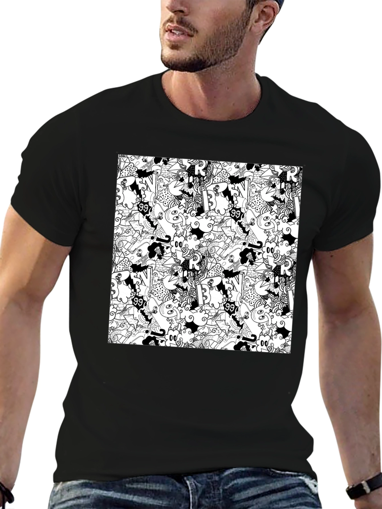 Abstract Black T-Shirt