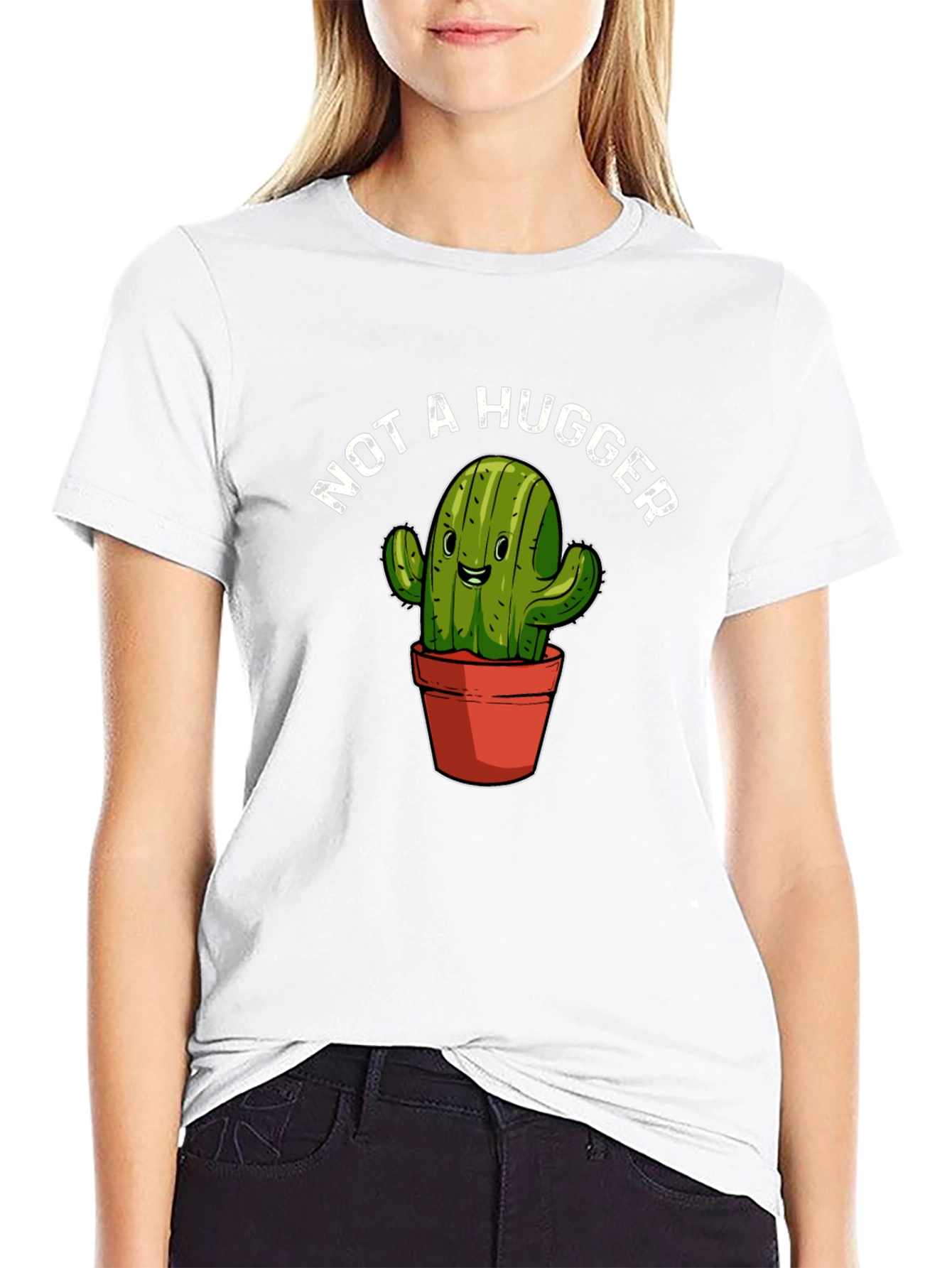 Not A Hugger Cactus Graphic T-Shirt