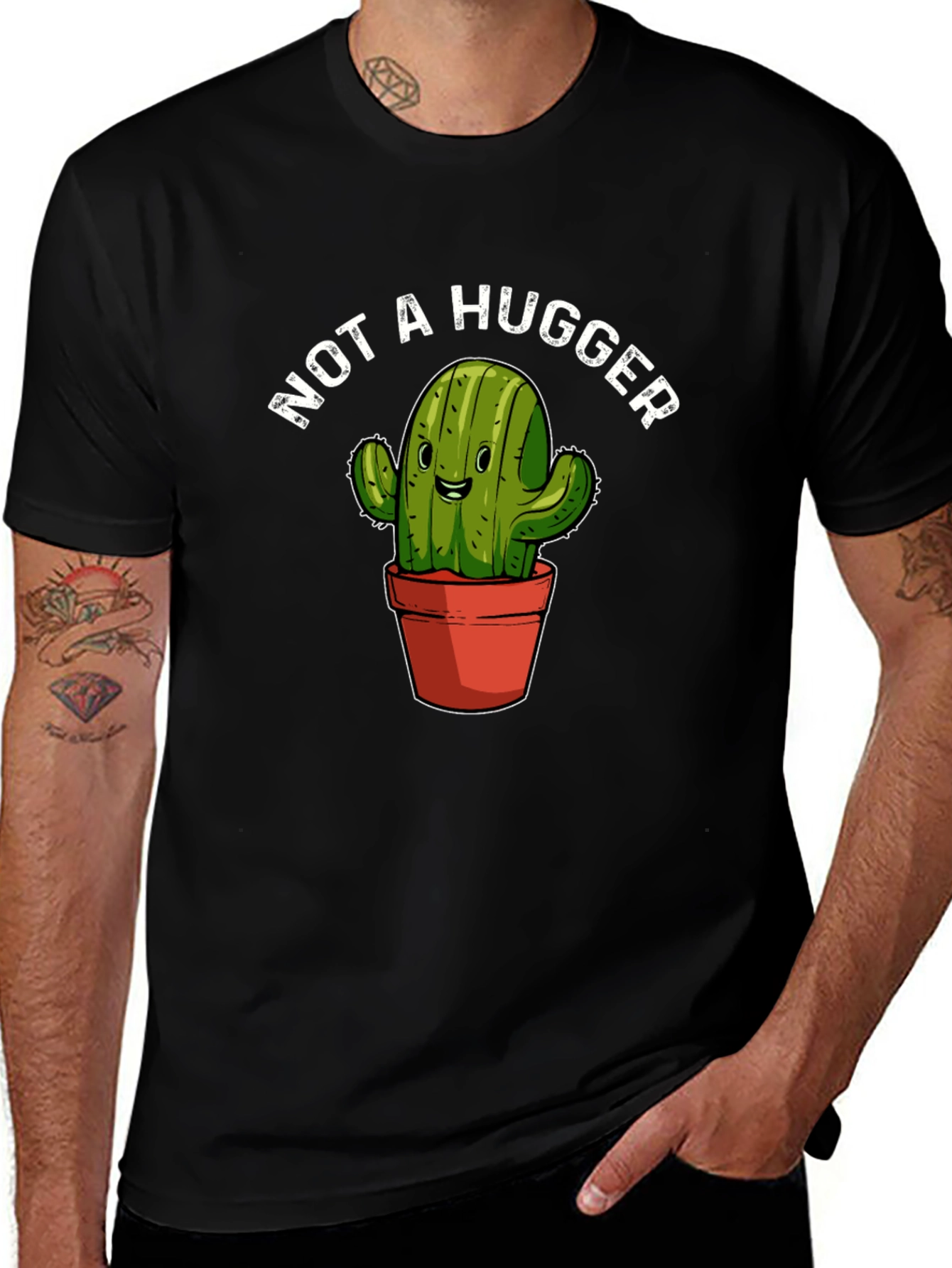 Not A Hugger Cactus Graphic T-Shirt