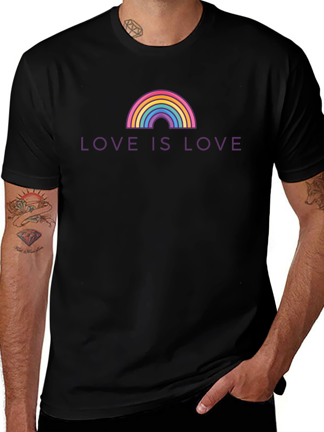 Love is Love LGBTQ+ Rainbow Graphic T-Shirt