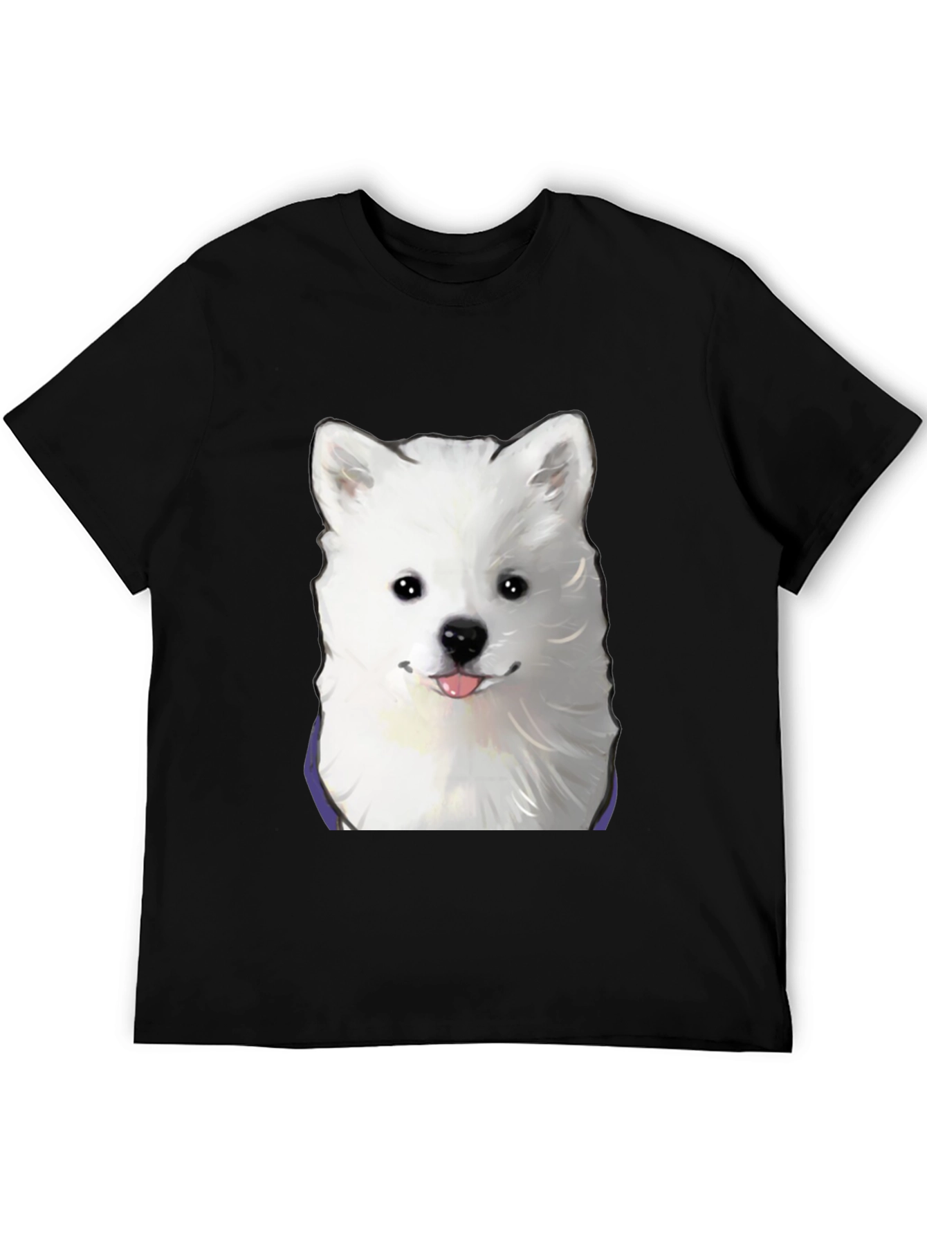 Cute Dog Graphic Print Black T-Shirt