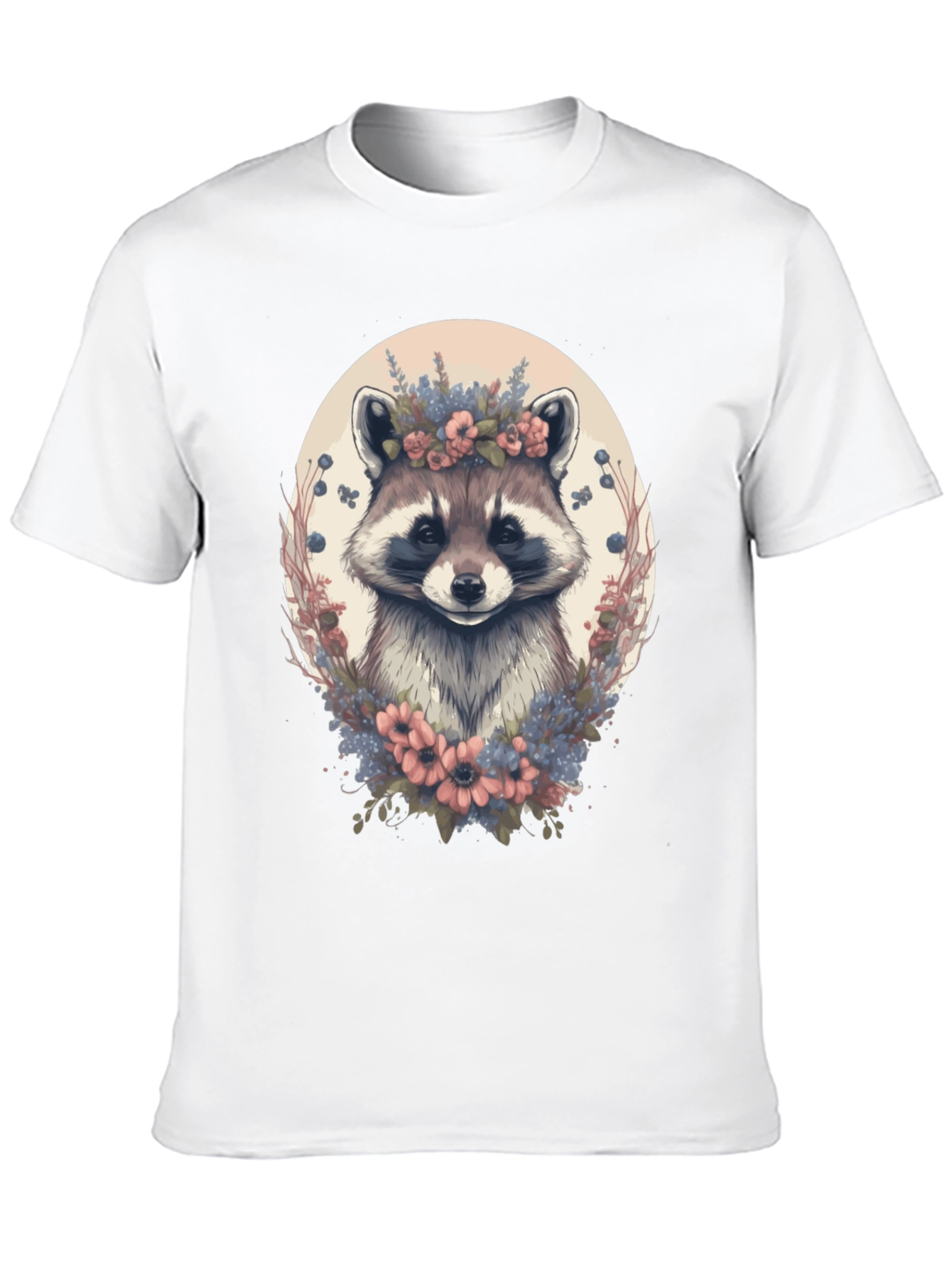Raccoon Floral Wreath Graphic Tee