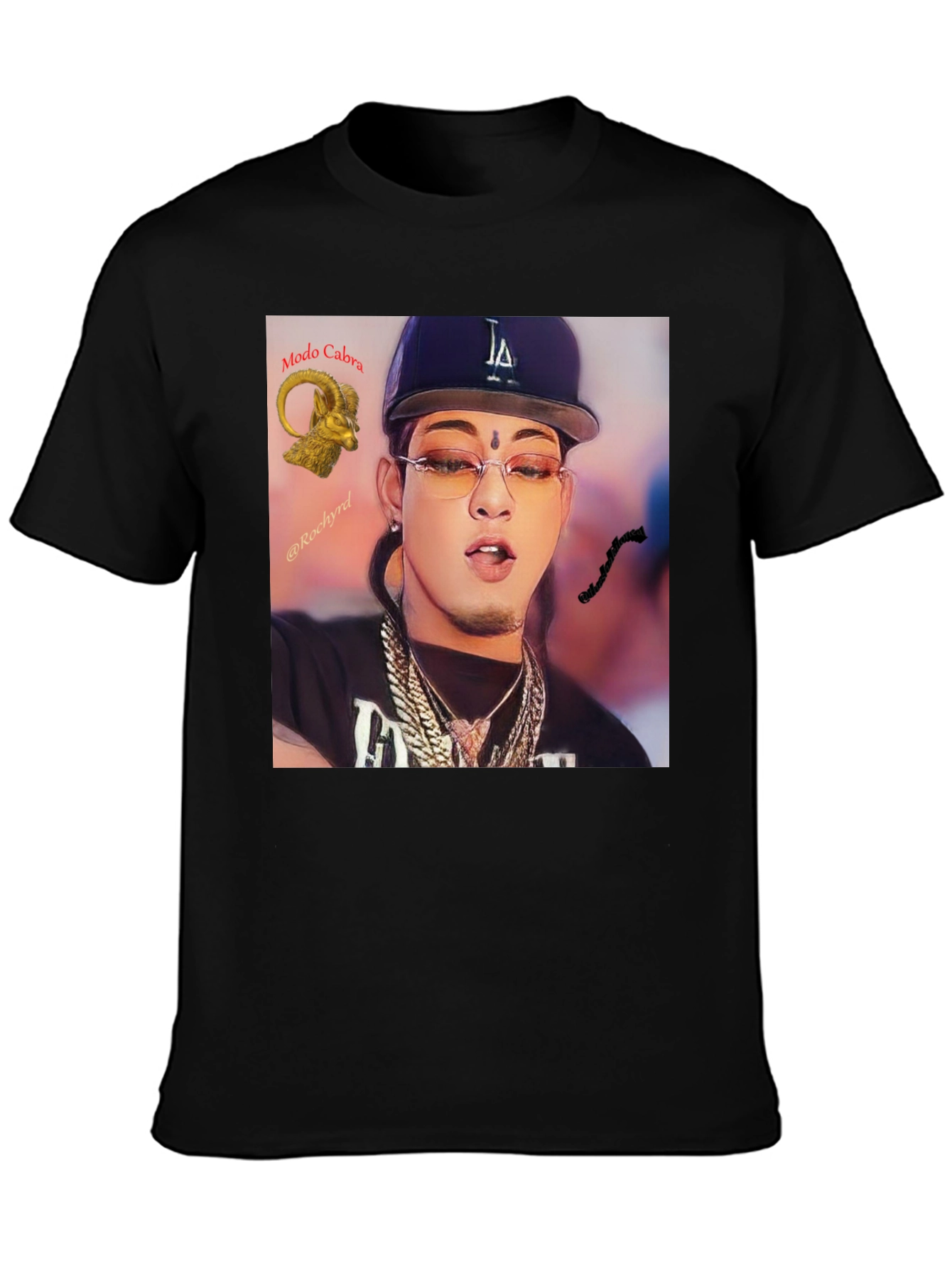 Trendy Black T-Shirt with Artistic Graphic Print