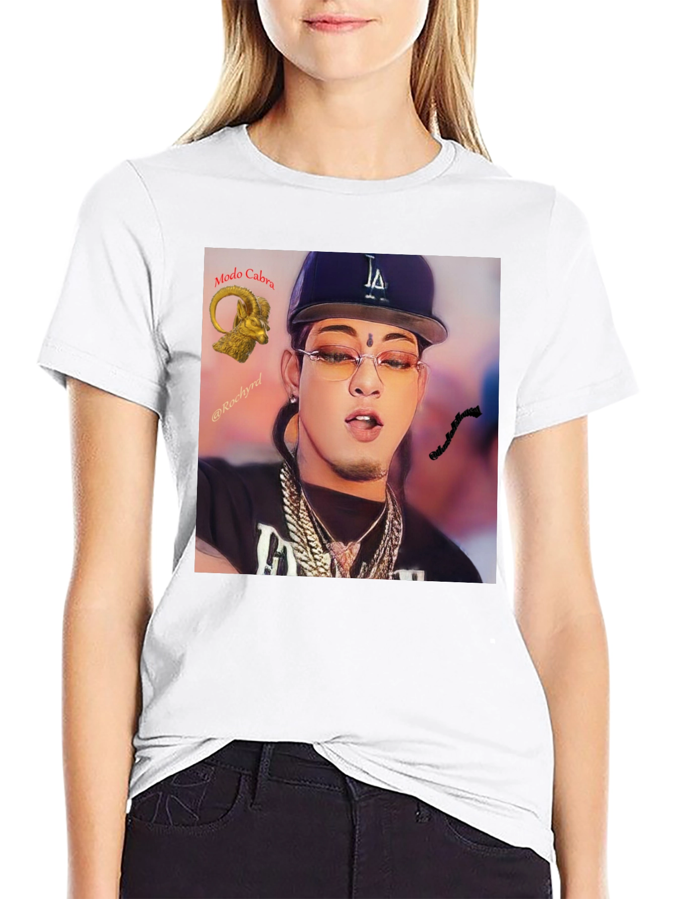 Trendy Black T-Shirt with Artistic Graphic Print