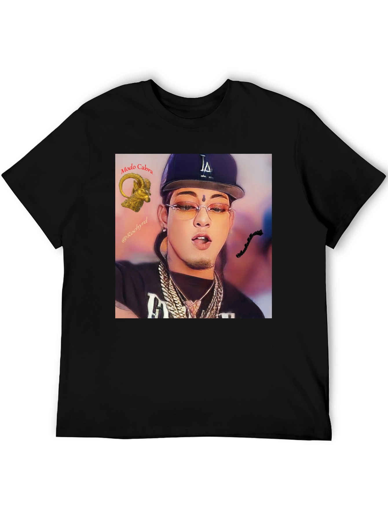 Trendy Black T-Shirt with Artistic Graphic Print